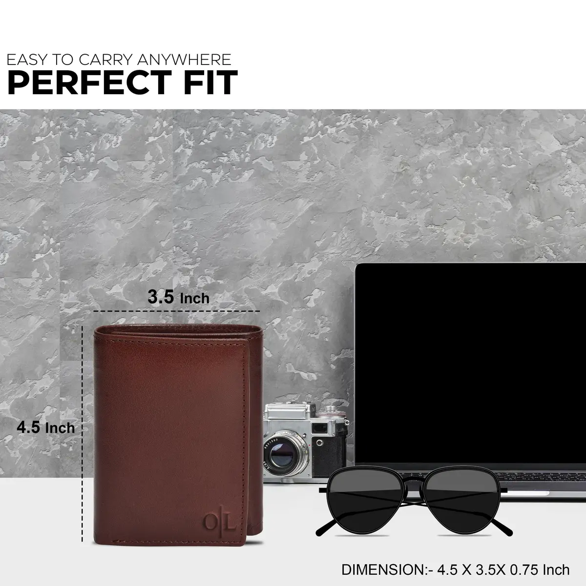 Oak Leathers Leather Mens Trifold Wallet RFID Blocking Slim with ID Window, Gift Box - view 4