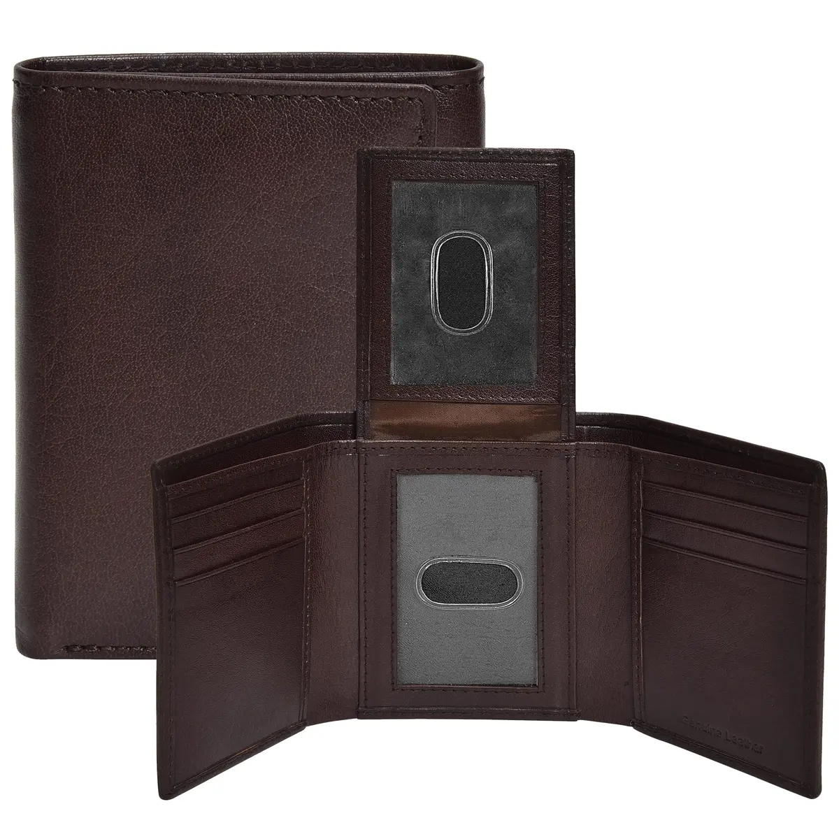 Oak Leathers Leather Mens Trifold Wallet RFID Blocking Slim with ID Window, Gift Box | Classic Design & Security - main product image