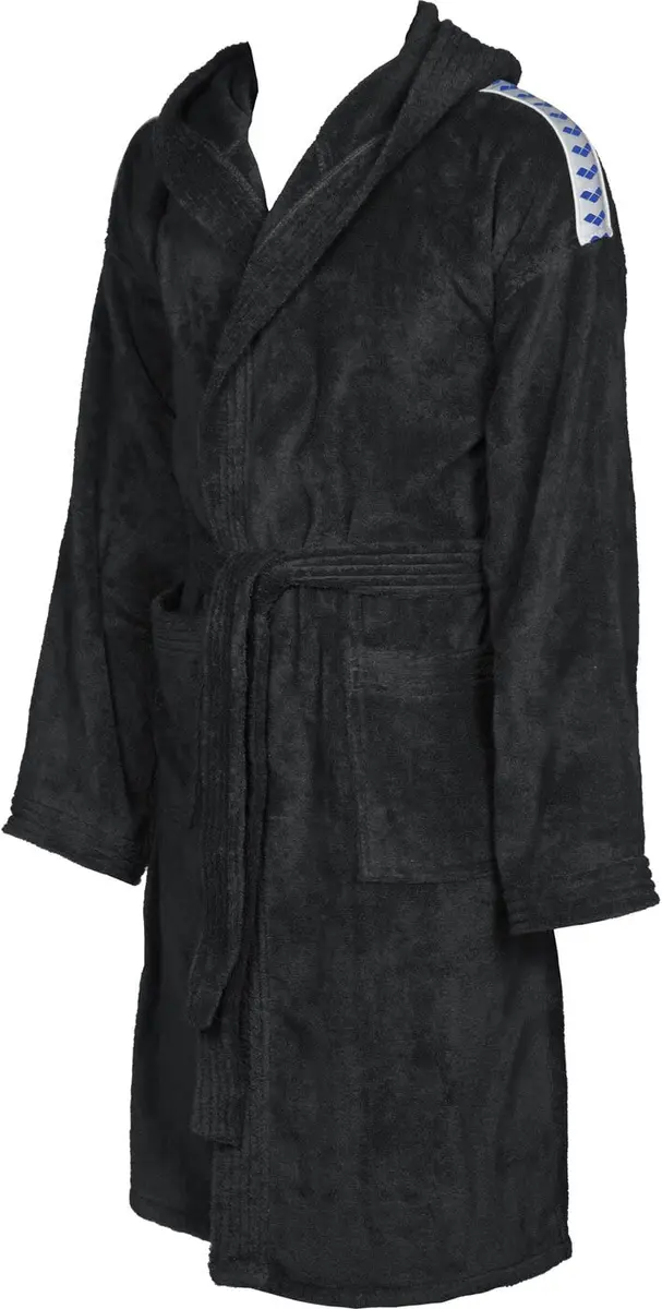 ARENA Unisex Core Soft Robe Bathrobe, Black/White, Small | Ultra Soft Micro Cotton for Wellness & Pool - main product image