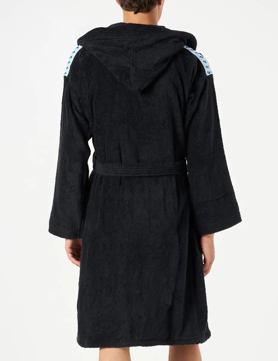 ARENA Unisex Core Soft Robe Bathrobe, Black/White, Small | Ultra Soft Micro Cotton for Wellness & Pool - view 2