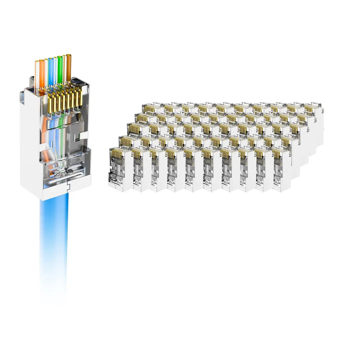 VCE Cat6 Shielded RJ45 Connectors (50-Pack) | 10 Gbps Speed, UL Listed, Pass-Through Design - main product image