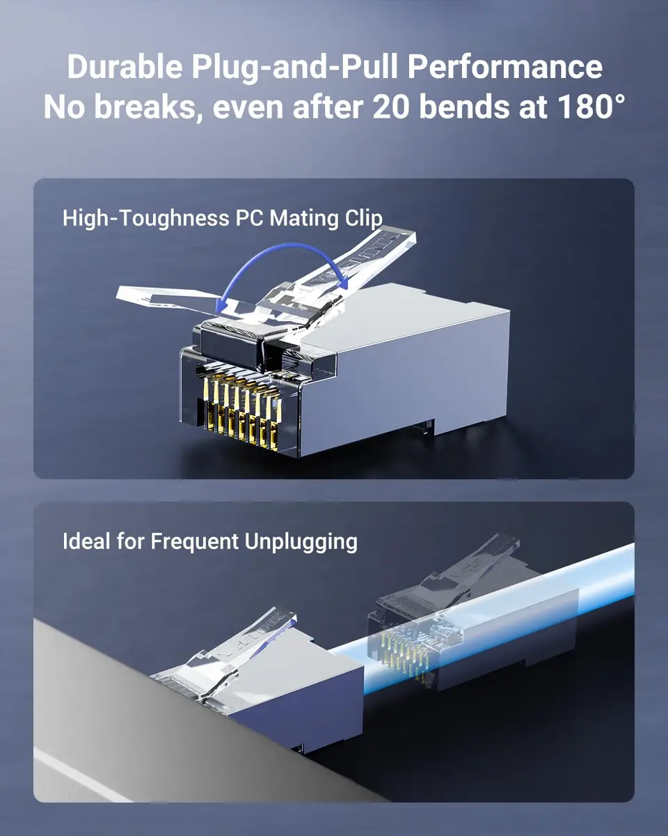 VCE Cat6 Shielded RJ45 Connectors (50-Pack) | 10 Gbps Speed, UL Listed, Pass-Through Design - view 4