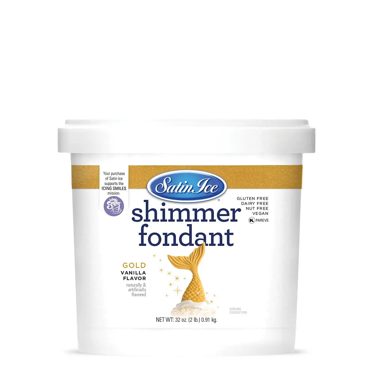 Satin Ice Gold Shimmer Fondant With Edible Glitter 2 Pounds | Vanilla Flavor, Gluten-Free, Nut-Free, Dairy-Free, Vegetarian - main product image