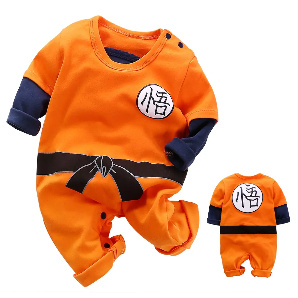 RELABTABY Newborn Baby Romper Jumpsuit Orange1 6-9 Months (156 g) | Cute Cartoon Long Sleeve Cotton - main product image