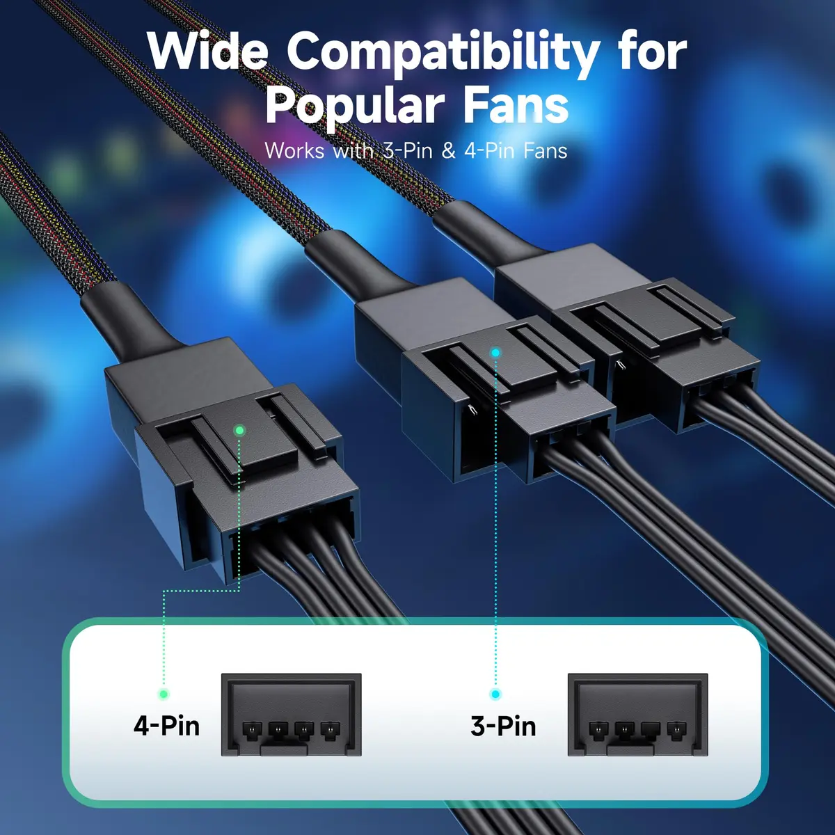 Cable Matters 2-Pack 3 Way 4-Pin PWM Fan Splitter Cable 12 inches | Expand PC Cooling - view 5