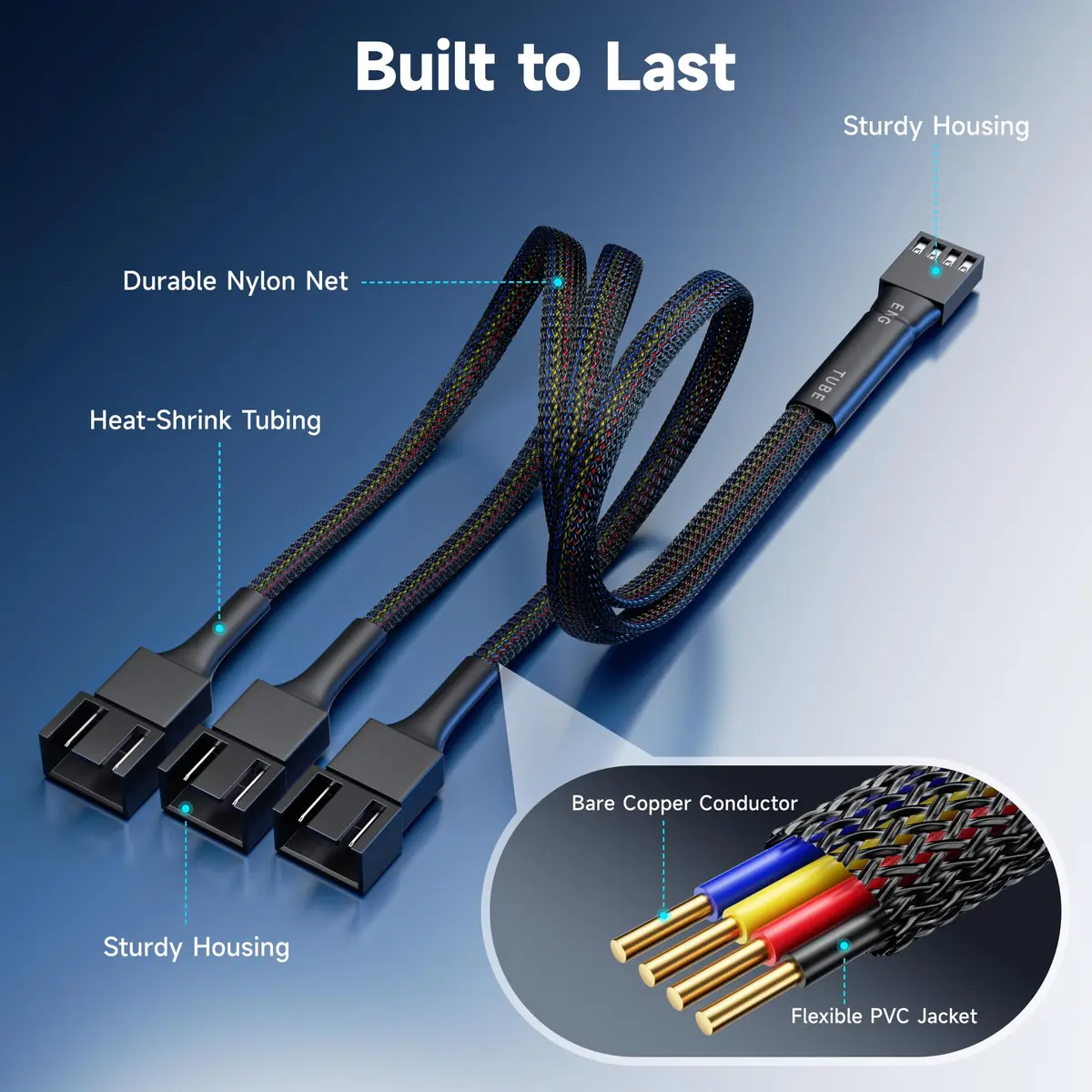 Cable Matters 2-Pack 3 Way 4-Pin PWM Fan Splitter Cable 12 inches | Expand PC Cooling - view 6