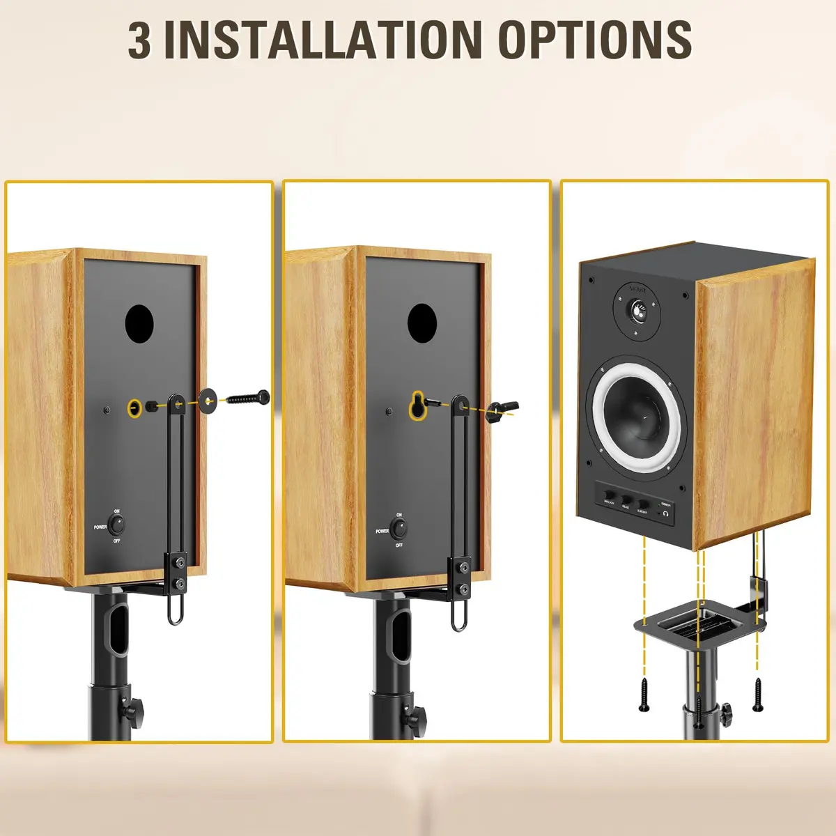 Mounting Dream Height Adjustable Speaker Stands for Bookshelf Speakers | 102cm (40") Max Height, 5kg (11lb) Capacity, Set of 2 - view 6