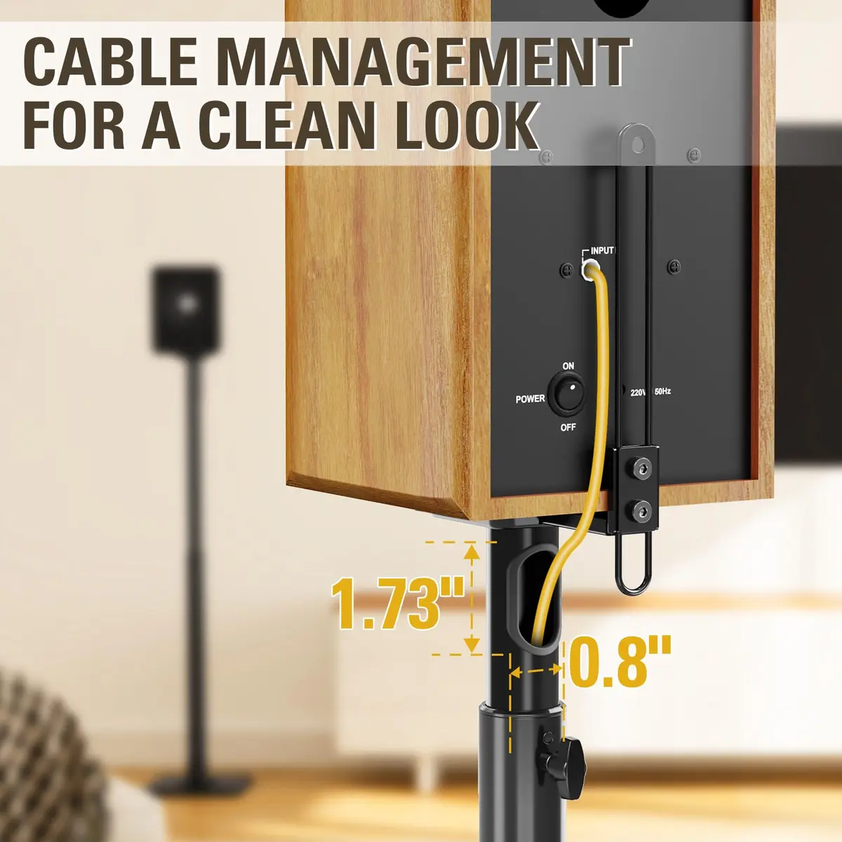 Mounting Dream Height Adjustable Speaker Stands for Bookshelf Speakers | 102cm (40") Max Height, 5kg (11lb) Capacity, Set of 2 - view 4