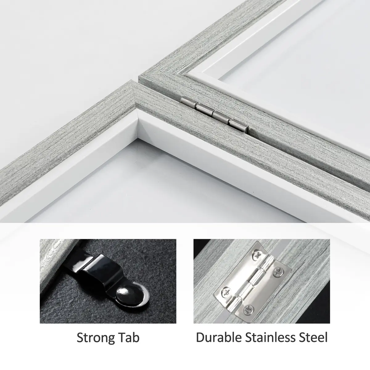 Afuly 5x7 Double Picture Frame Grey | Elegant Wall & Tabletop Decor (70-120c) - view 6