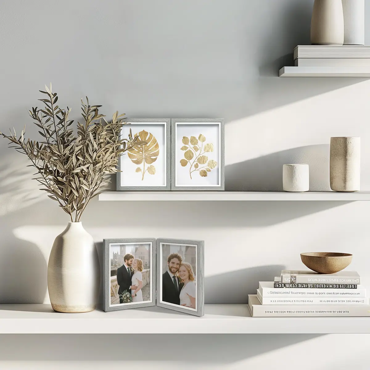 Afuly 5x7 Double Picture Frame Grey | Elegant Wall & Tabletop Decor (70-120c) - view 4