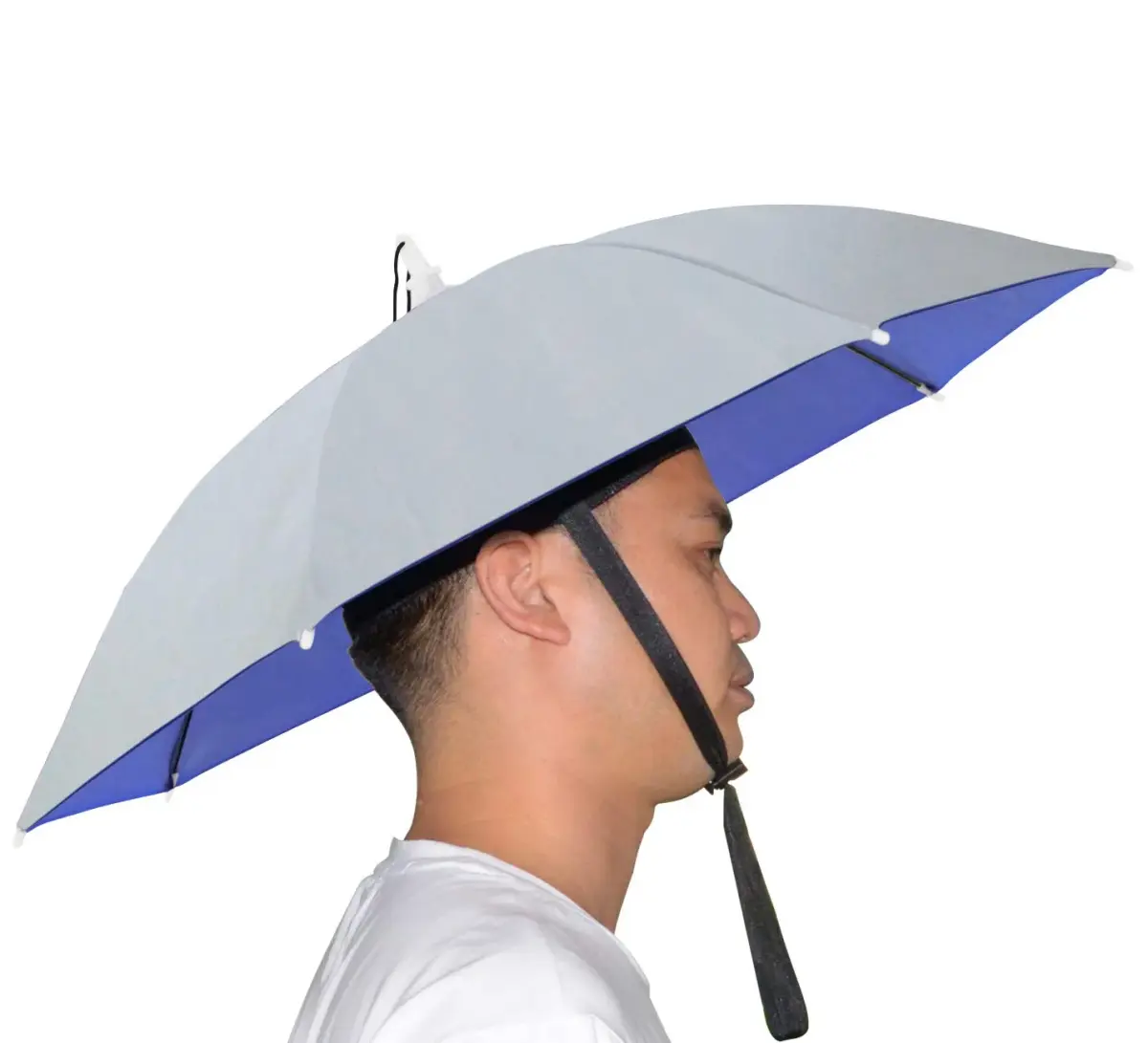NEW-Vi Umbrella Hat Silver 65 cm (25.1 inches) | Hands-Free Sunshade for Outdoor Activities - main product image