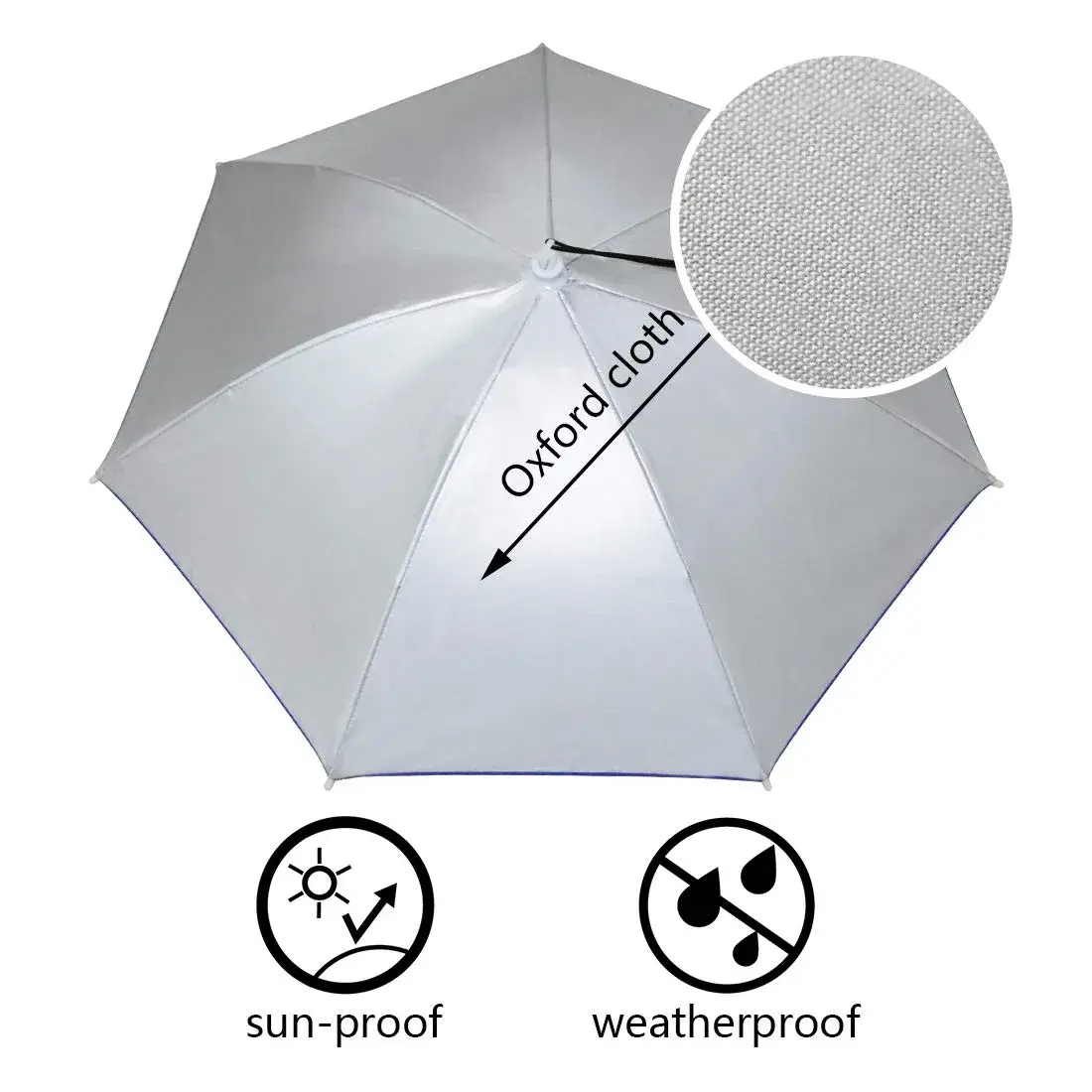 NEW-Vi Umbrella Hat Silver 65 cm (25.1 inches) | Hands-Free Sunshade for Outdoor Activities - view 8