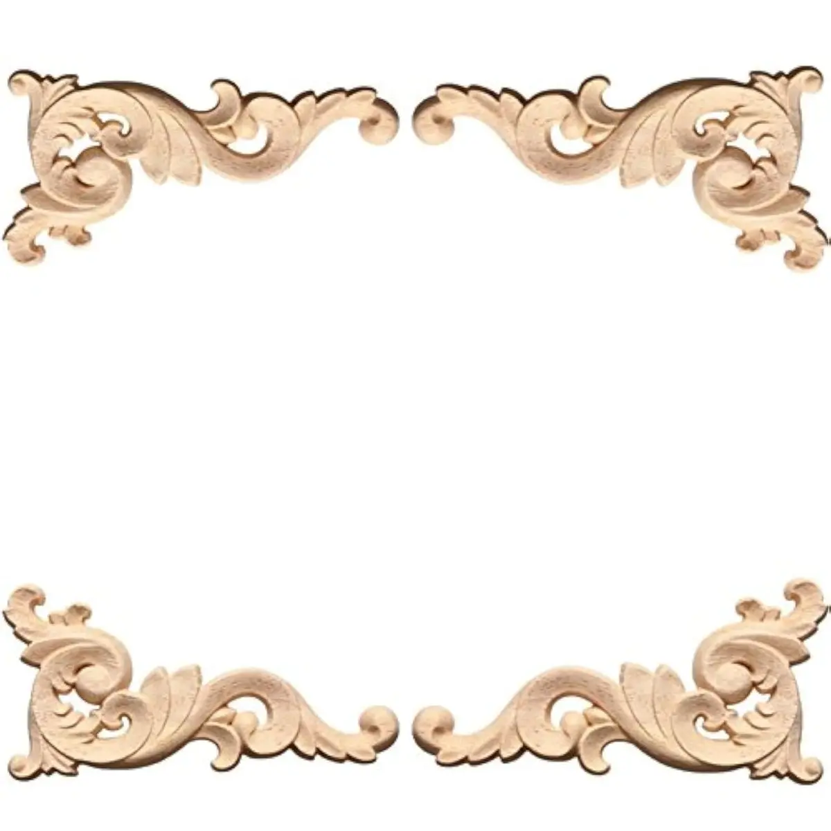 Susuntas 4pcs Wood Carved Corner Onlay Applique 12 x 6cm | Elegant DIY Furniture Decor - main product image