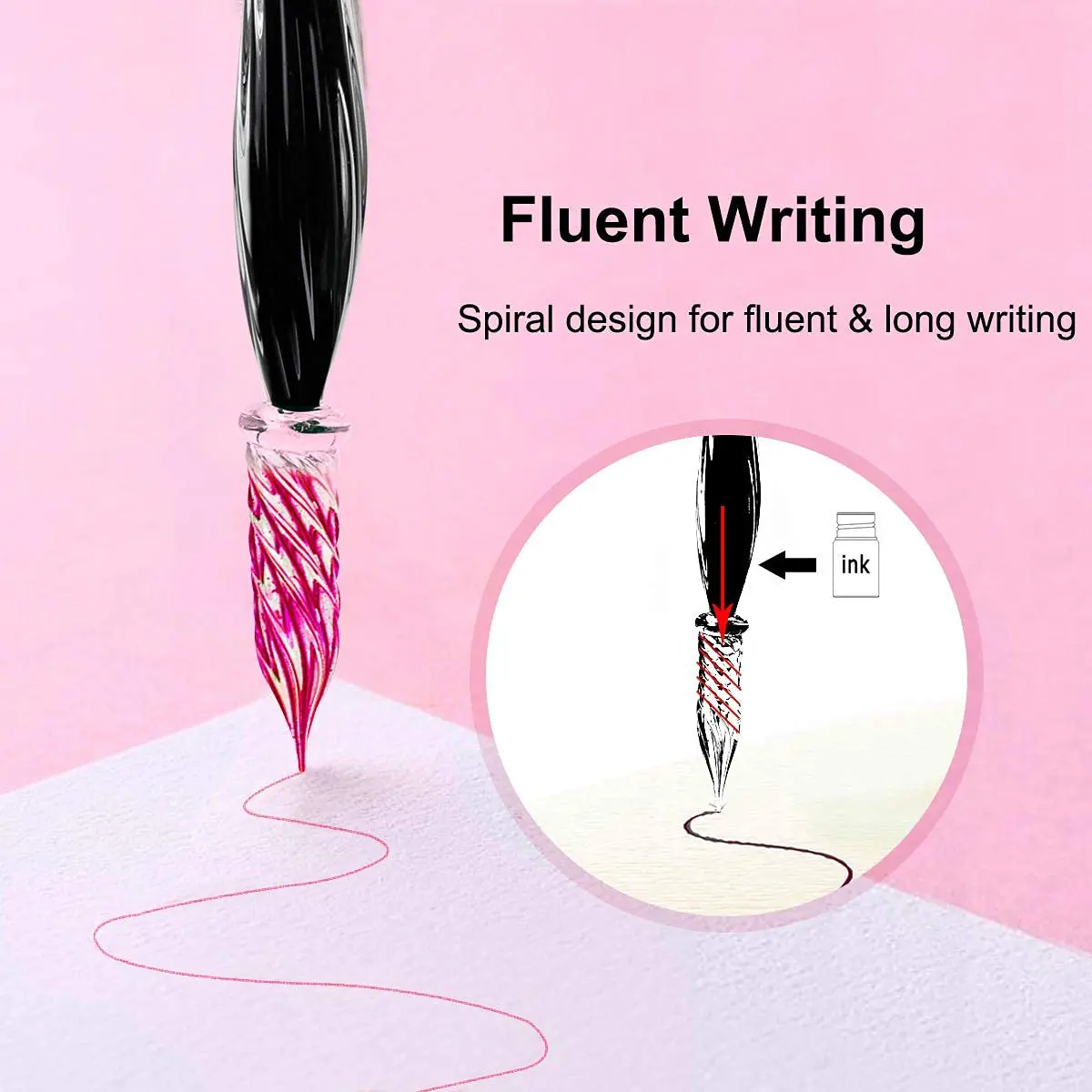 ESSSHOP Glass Dipped Pen Calligraphy Set with 7 Colorful & Invisible Inks | Hand-Crafted Borosilicate Glass - view 5