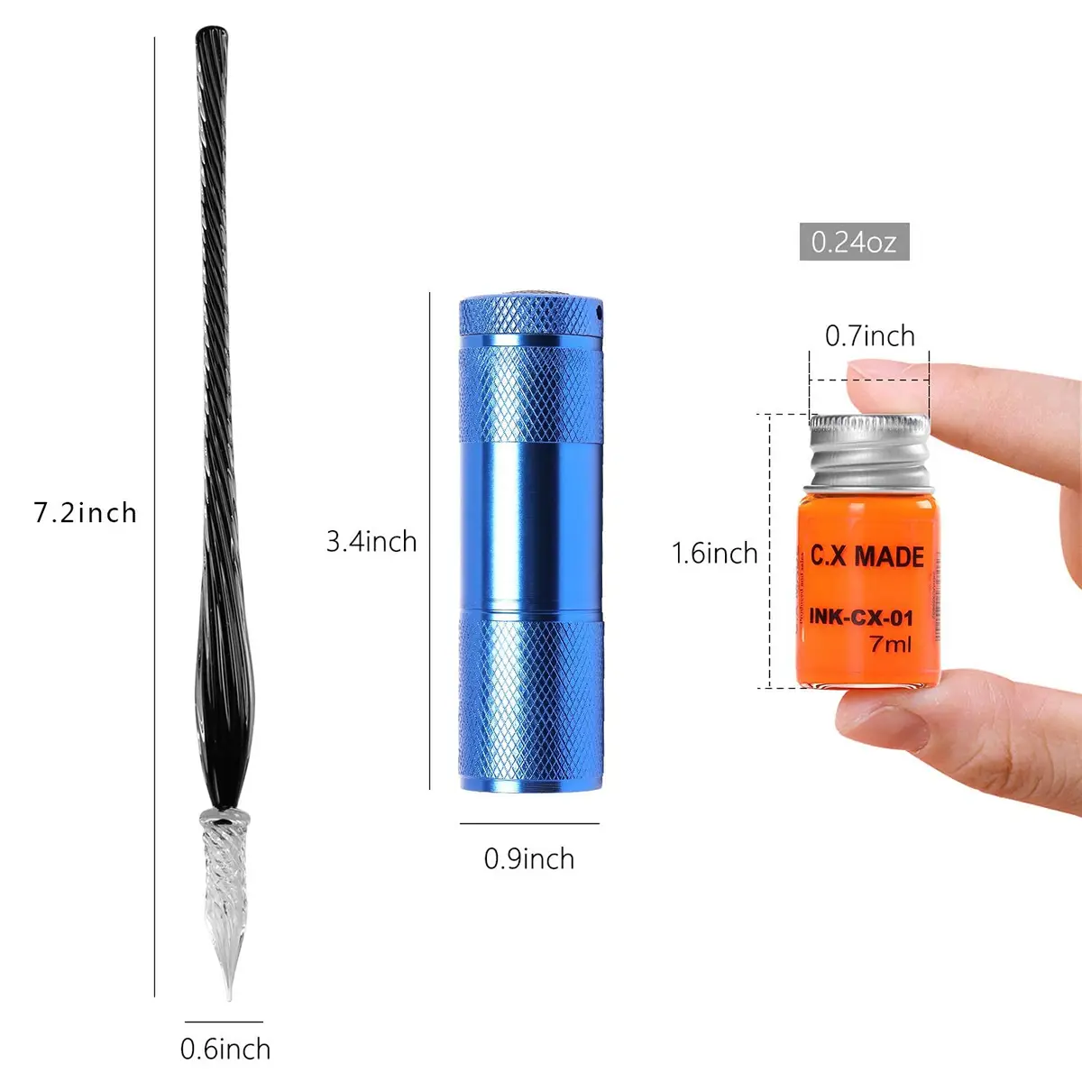 ESSSHOP Glass Dipped Pen Calligraphy Set with 7 Colorful & Invisible Inks | Hand-Crafted Borosilicate Glass - view 7