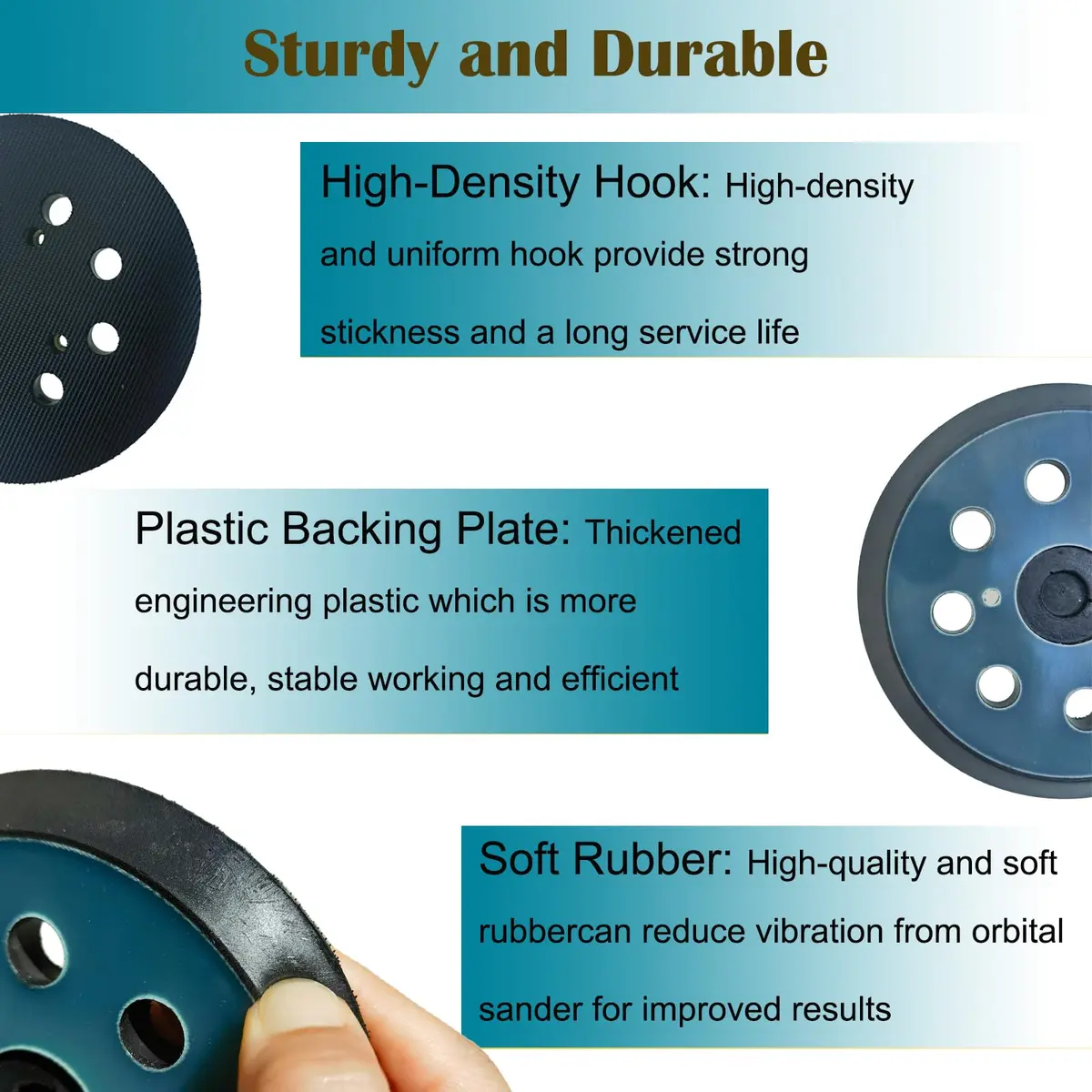 SINYUM 5 Inch Dia 8 Hole Hook and Loop Sanding Pad | Compatible with Makita & Hitachi Sanders - view 3
