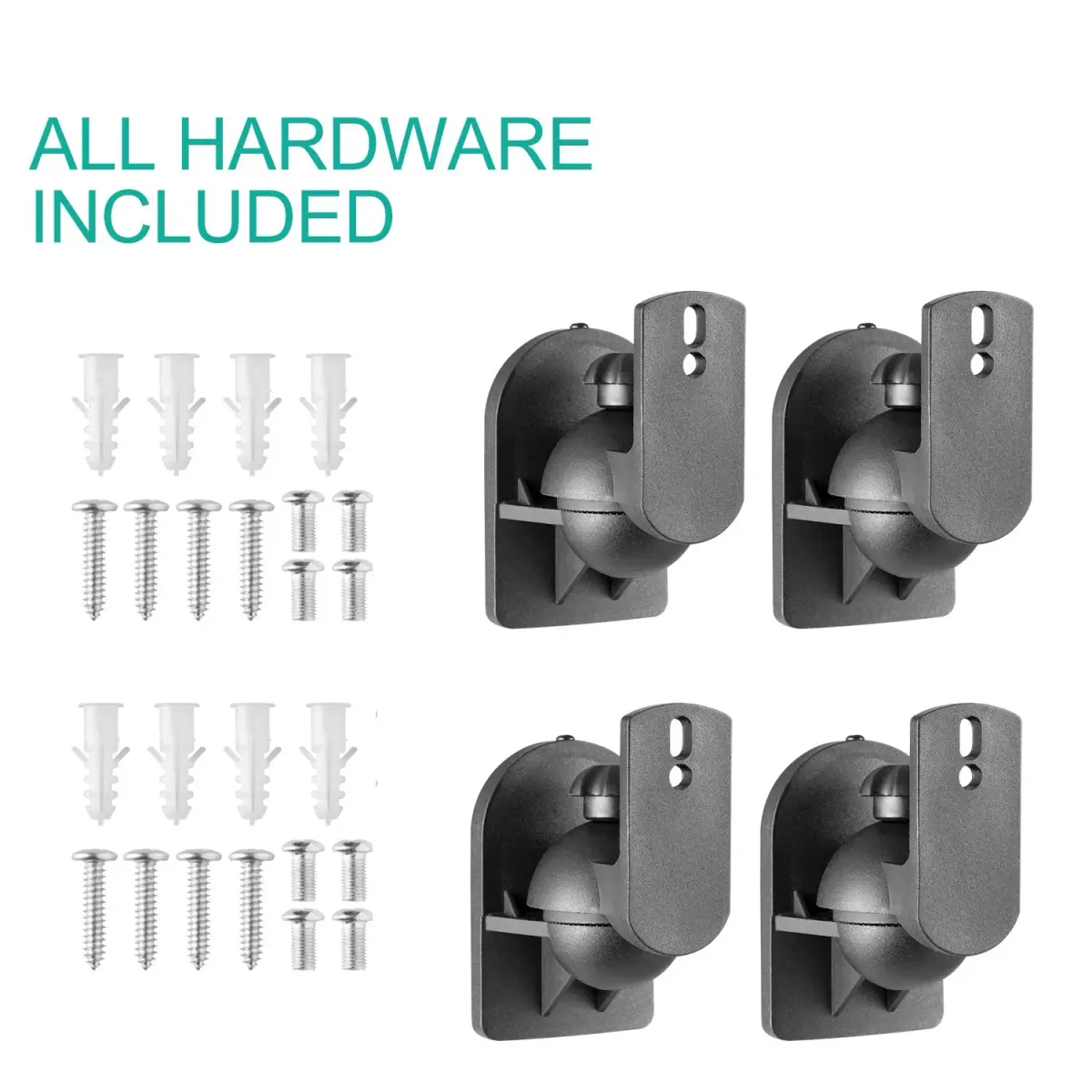 WALI Speaker Wall Mount 5 Pack Black | Adjustable Swivel Tilt Angle for Bookshelf Satellite Speakers, Holds up to 3.5kg (7.7 Lbs) - view 6