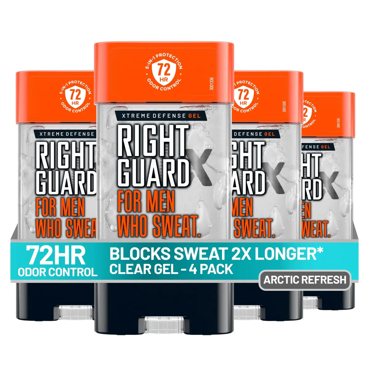 Right Guard Xtreme Defense Antiperspirant Deodorant Gel, Arctic Refresh Scent, 4 oz (Pack of 4) | 72-Hour Odor Control & Sweat Protection - main product image