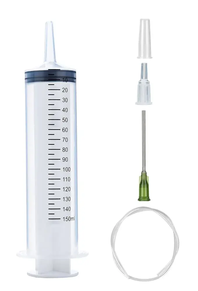 A AKRAF 150ml Syringe with 27.6 Inch Tube and Blunt Needle 14G 1.5” | Large Plastic Syringe for Scientific Labs, Nutrient Measuring, Watering, Refilling - main product image