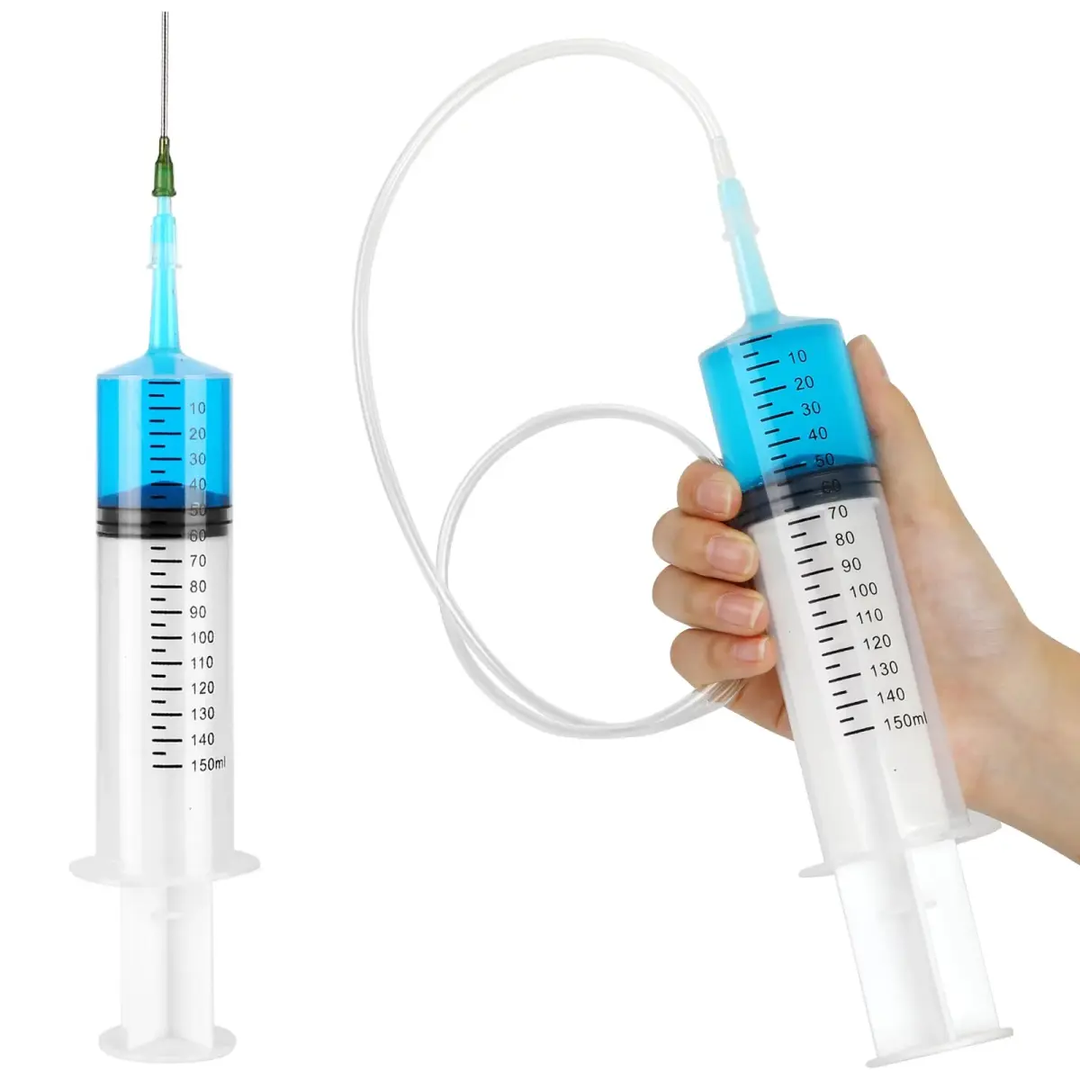 A AKRAF 150ml Syringe with 27.6 Inch Tube and Blunt Needle 14G 1.5” | Large Plastic Syringe for Scientific Labs, Nutrient Measuring, Watering, Refilling - view 5