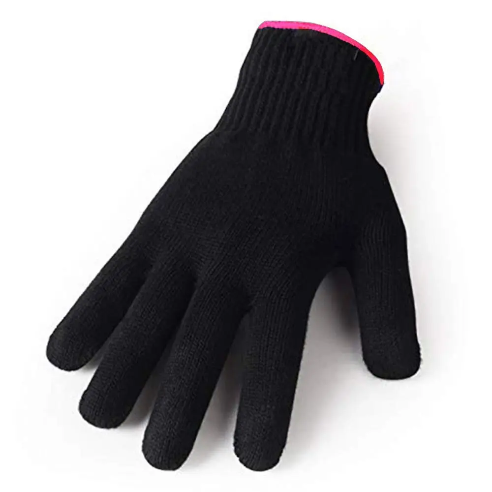 AFT90 Heat Resistant Styling Glove | Black with Pink Edge, 22cm (8.7in) | Protects Hands from Hot Tools - main product image