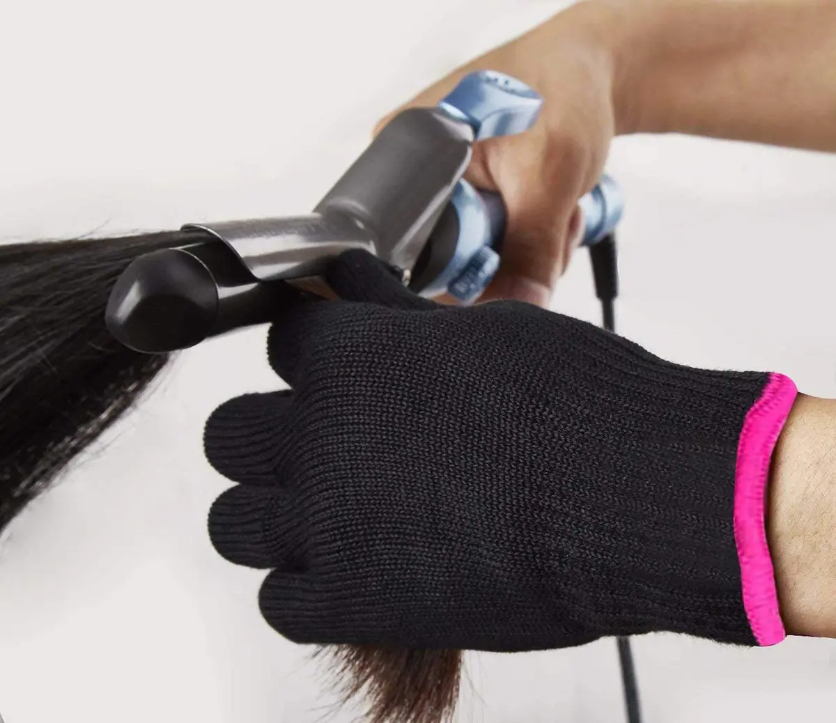 AFT90 Heat Resistant Styling Glove | Black with Pink Edge, 22cm (8.7in) | Protects Hands from Hot Tools - view 5