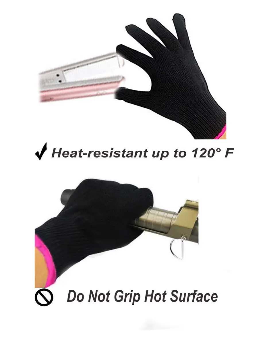 AFT90 Heat Resistant Styling Glove | Black with Pink Edge, 22cm (8.7in) | Protects Hands from Hot Tools - view 3