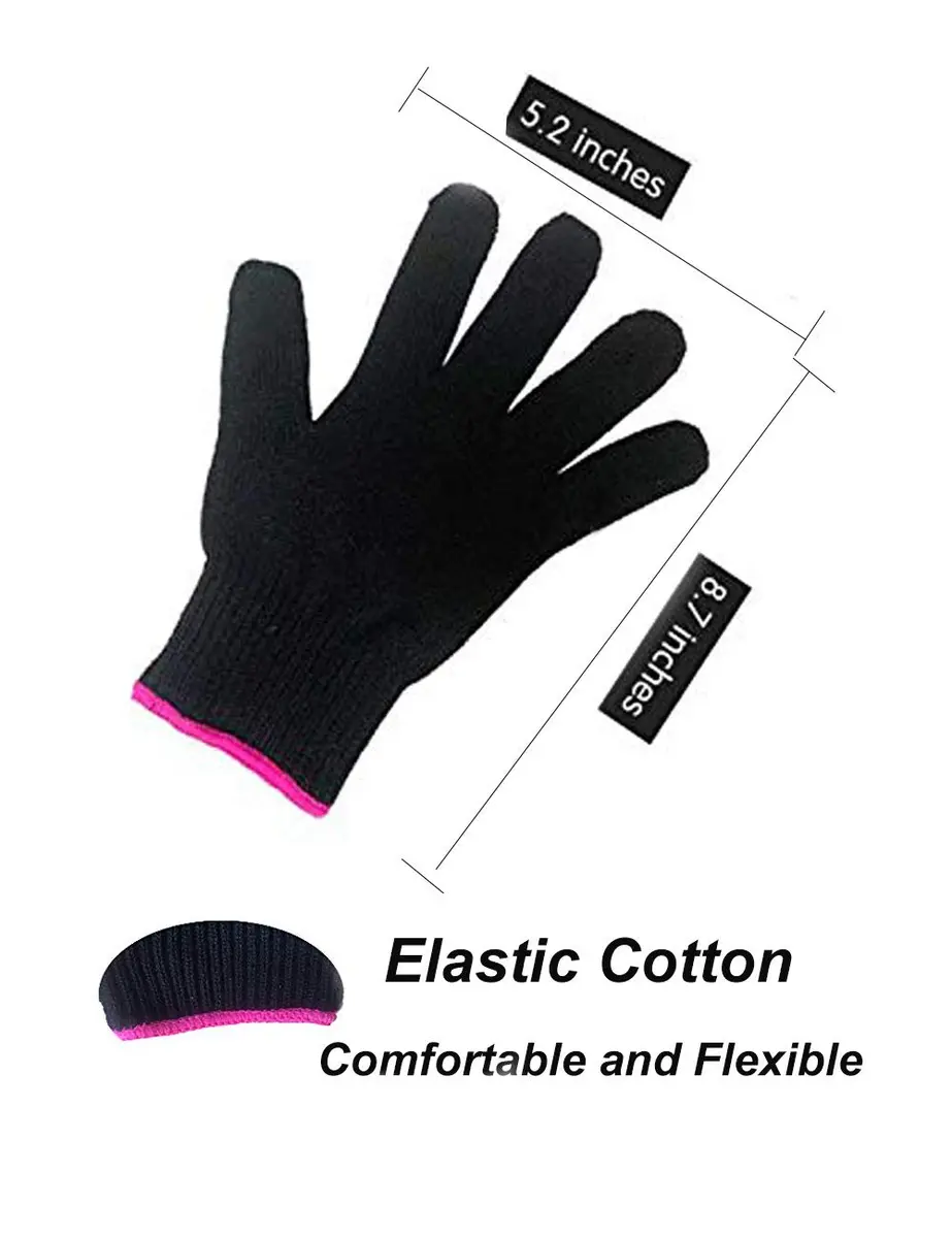 AFT90 Heat Resistant Styling Glove | Black with Pink Edge, 22cm (8.7in) | Protects Hands from Hot Tools - view 4