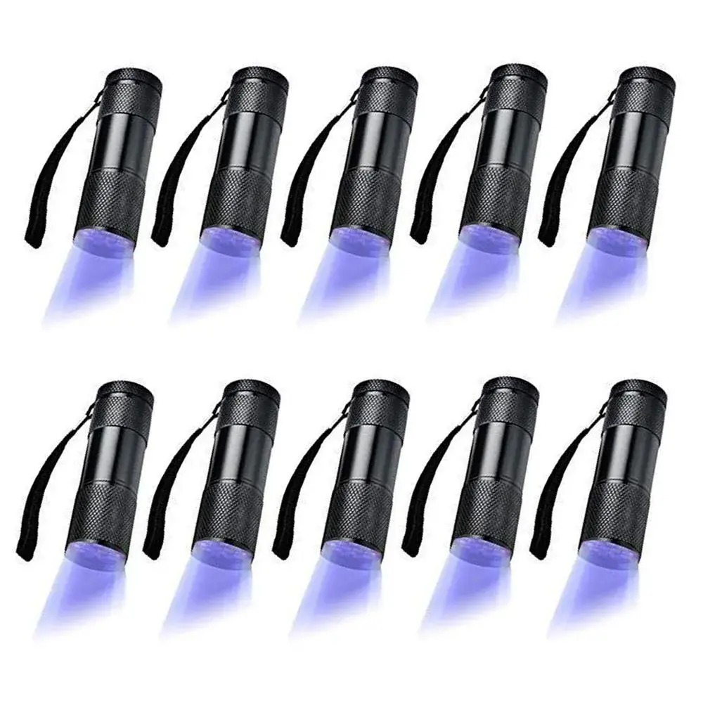 Optimal Shop UV Blacklight 9 LED Flashlight Torch 10-Pack | Essential for Pet Stains, Document Verification & More - main product image