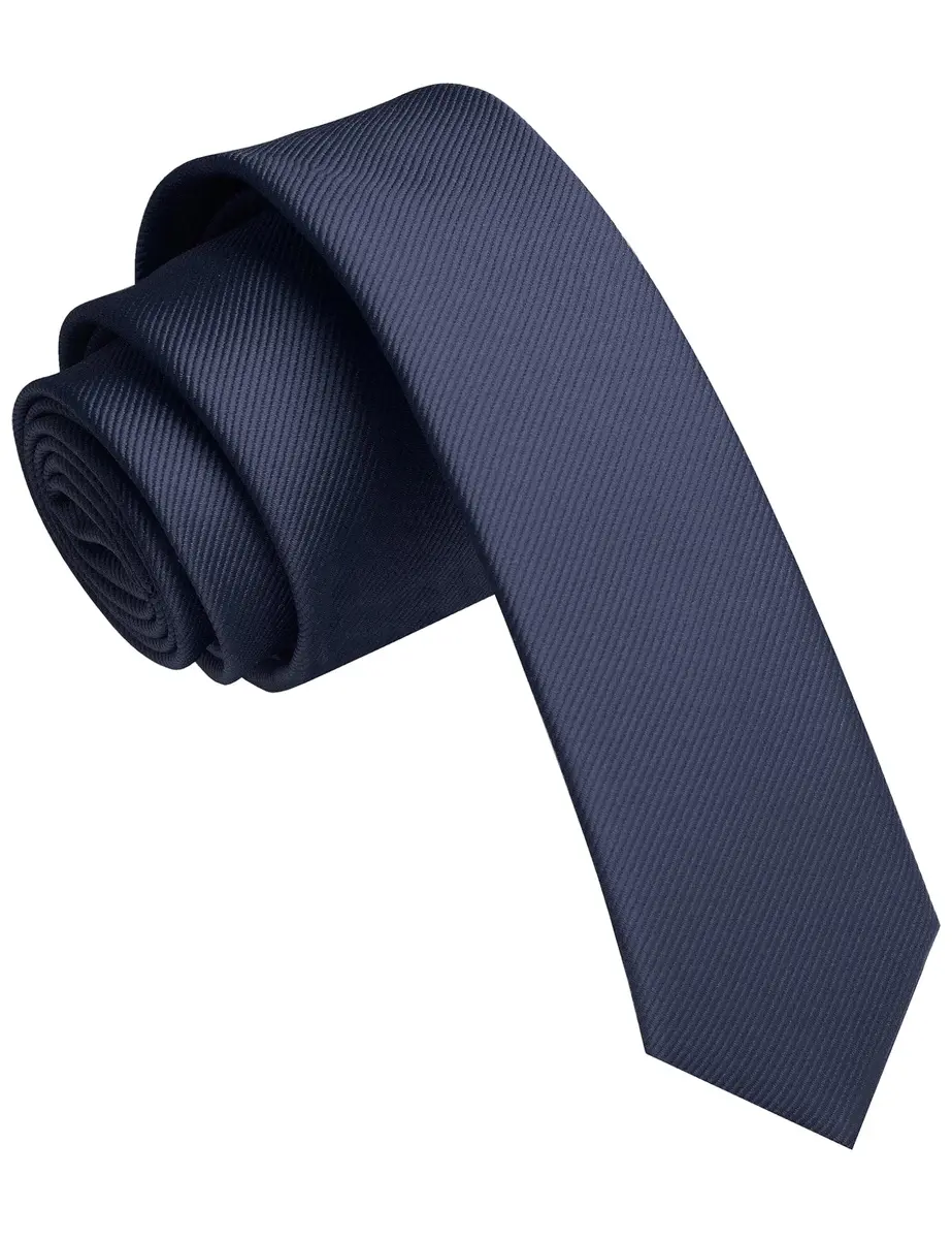 JEMYGINS Navy Silk Skinny Tie 4cm (1.58") | Business Party Dating - main product image