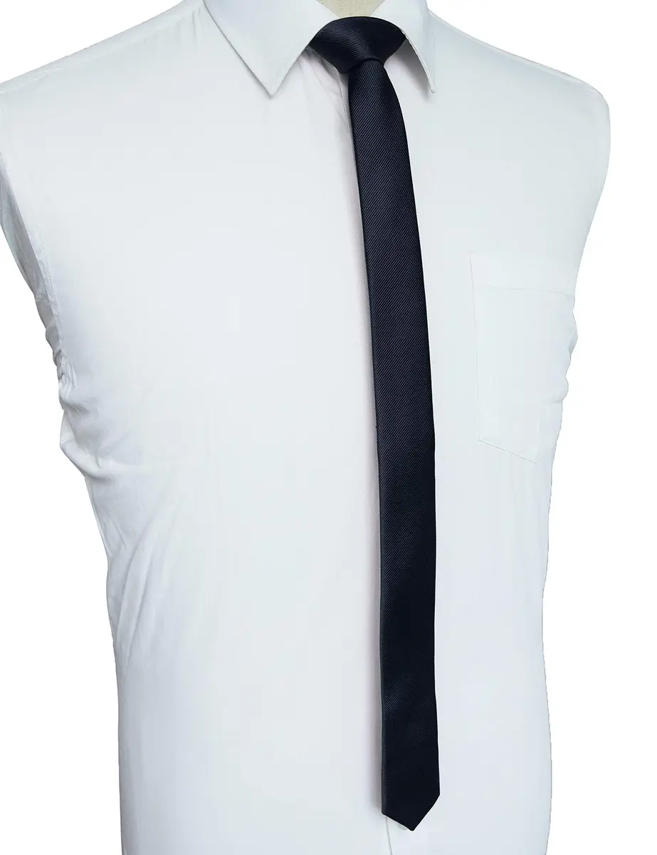 JEMYGINS Navy Silk Skinny Tie 4cm (1.58") | Business Party Dating - view 2