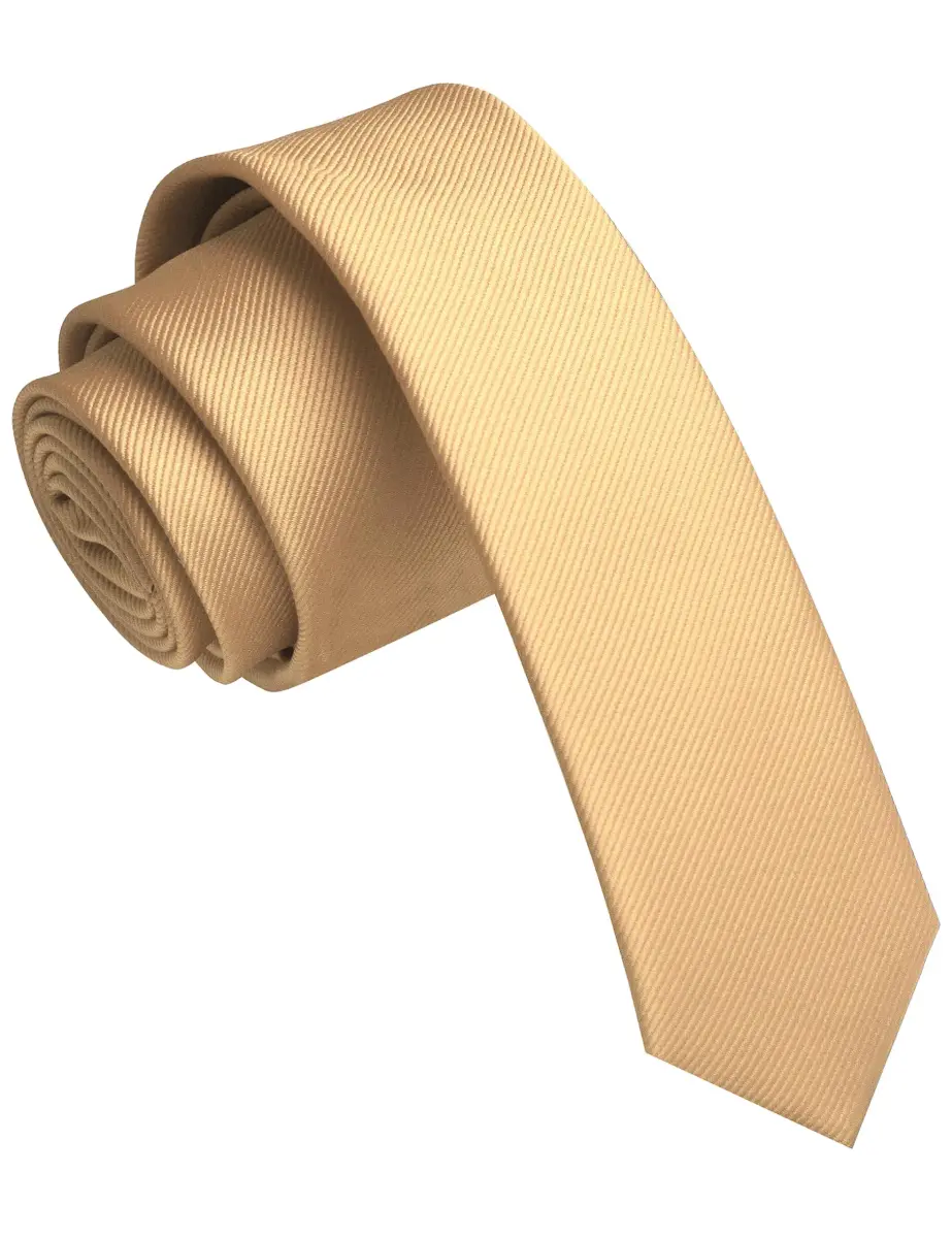JEMYGINS Champagne Gold Silk Skinny Tie 4cm (1.58") | Business Party Dating Slim Necktie - main product image