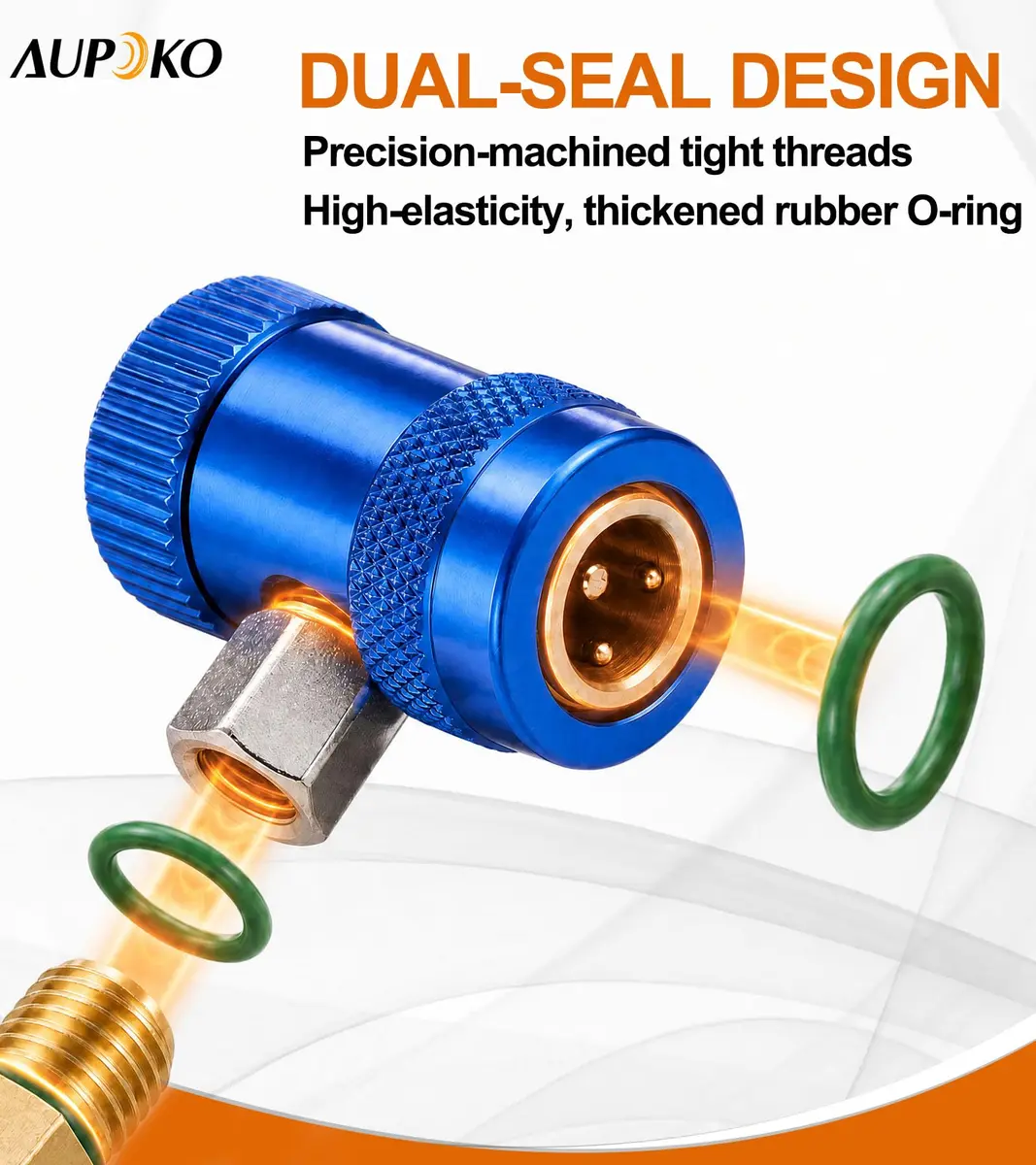 Aupoko R1234yf Quick Coupler, Adjustable High & Low Side Adapter, 17mm/14mm, Brass & Aluminum Alloy, for Automotive AC Systems - view 6