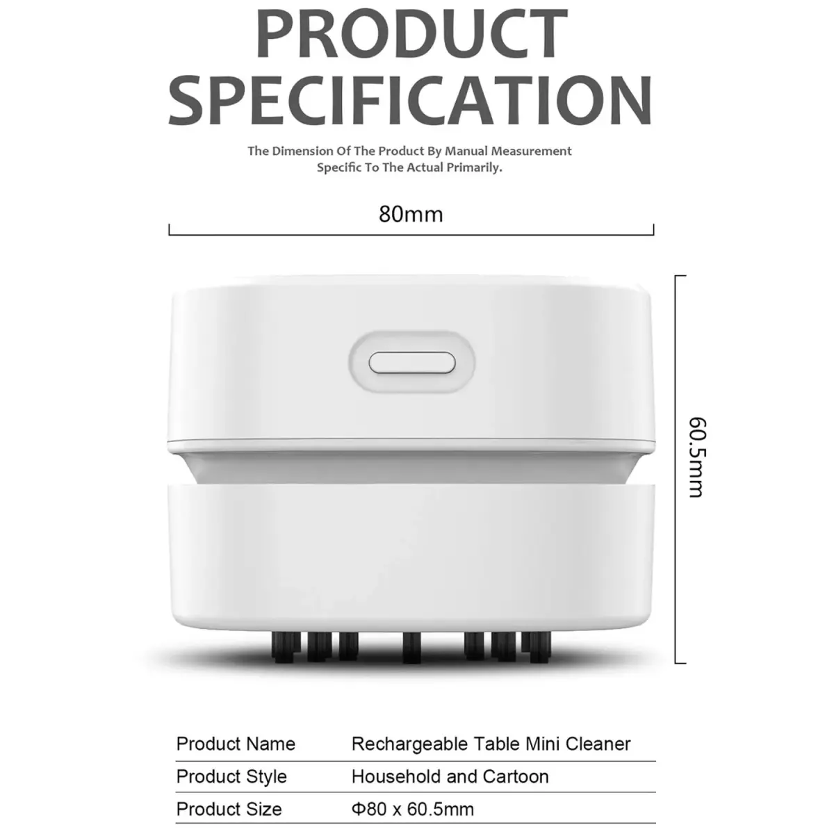 ODISTAR Mini Desktop Vacuum Cleaner White 200ml (6.76 Fl Oz) | Cordless & Portable for Desk Dust - view 2