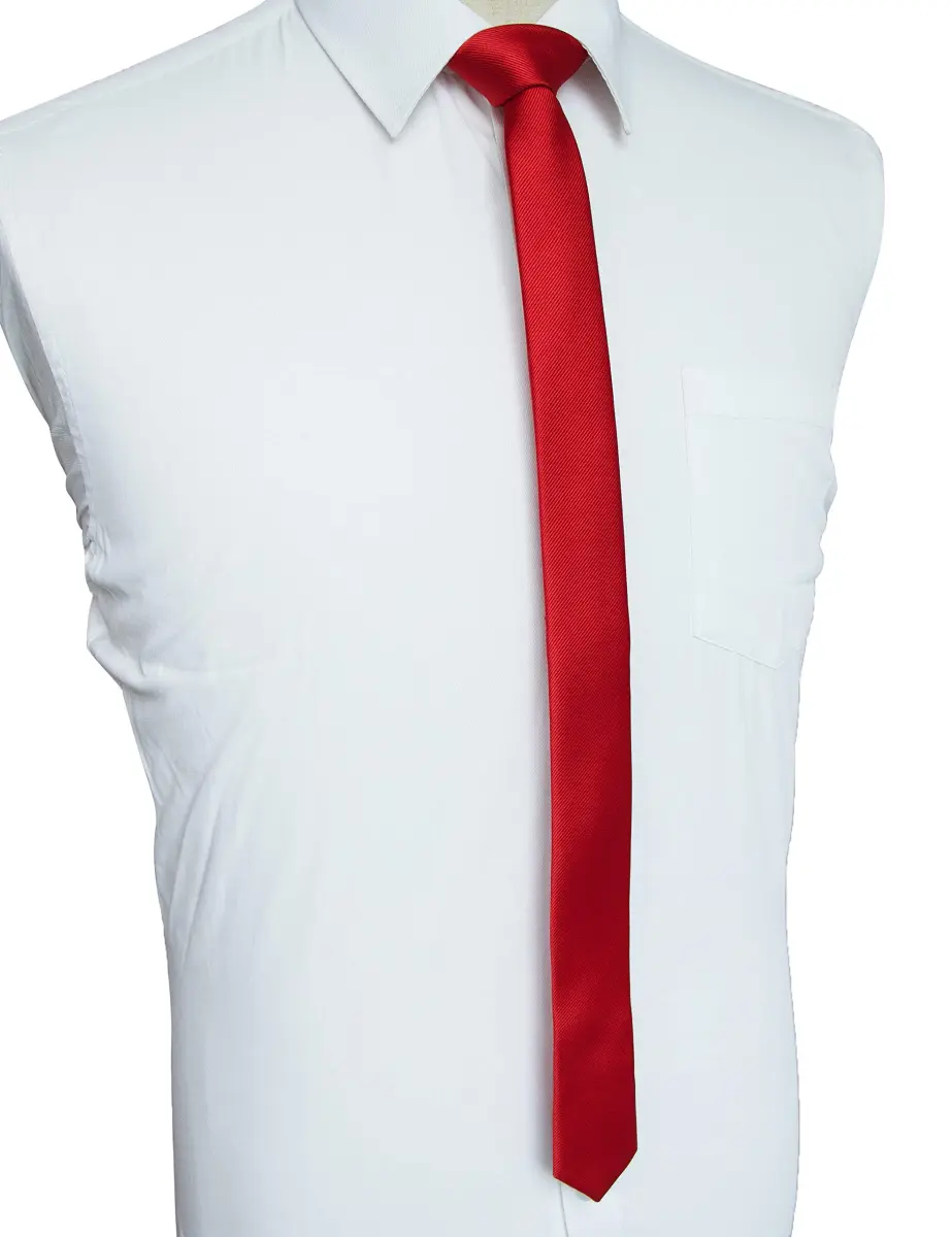 JEMYGINS Red Silk Skinny Tie 4cm (1.58") | Business & Party Slim Necktie - view 2