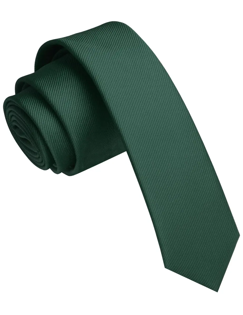 JEMYGINS Dark Green Silk Skinny Tie 4cm (1.58") | Woven for Business & Parties - main product image