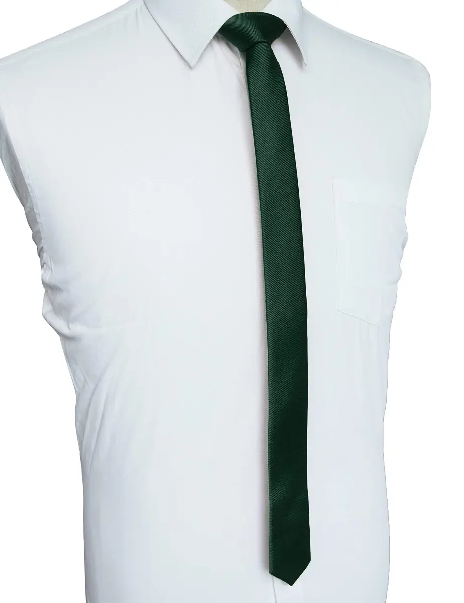 JEMYGINS Dark Green Silk Skinny Tie 4cm (1.58") | Woven for Business & Parties - view 2