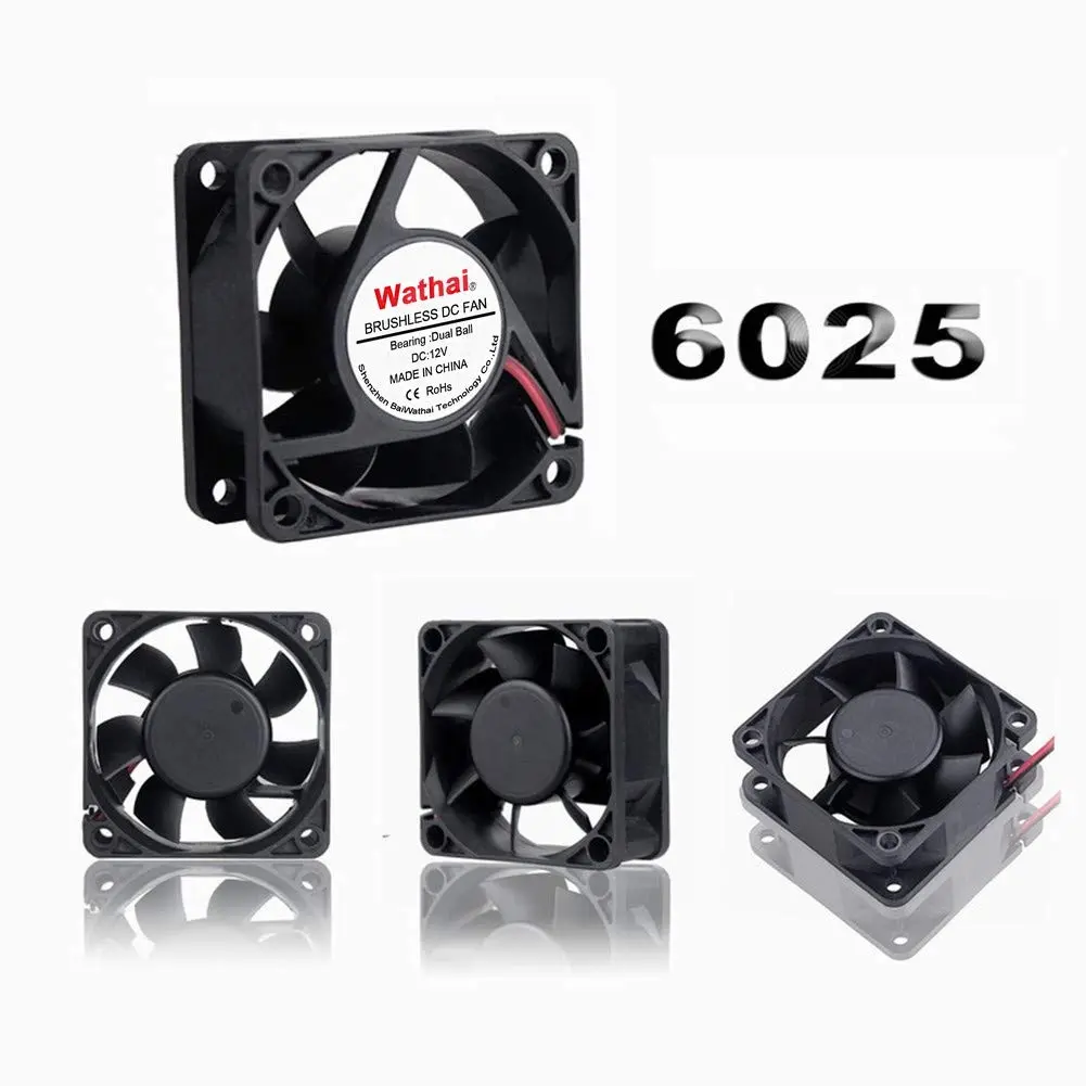 Wathai 60mm x 60mm x 25mm 12V DC Case Fan Brushless Cooling Fan Dual Ball 2P | 4700RPM, 25CFM, 37dBA, 50,000 hrs life - view 5