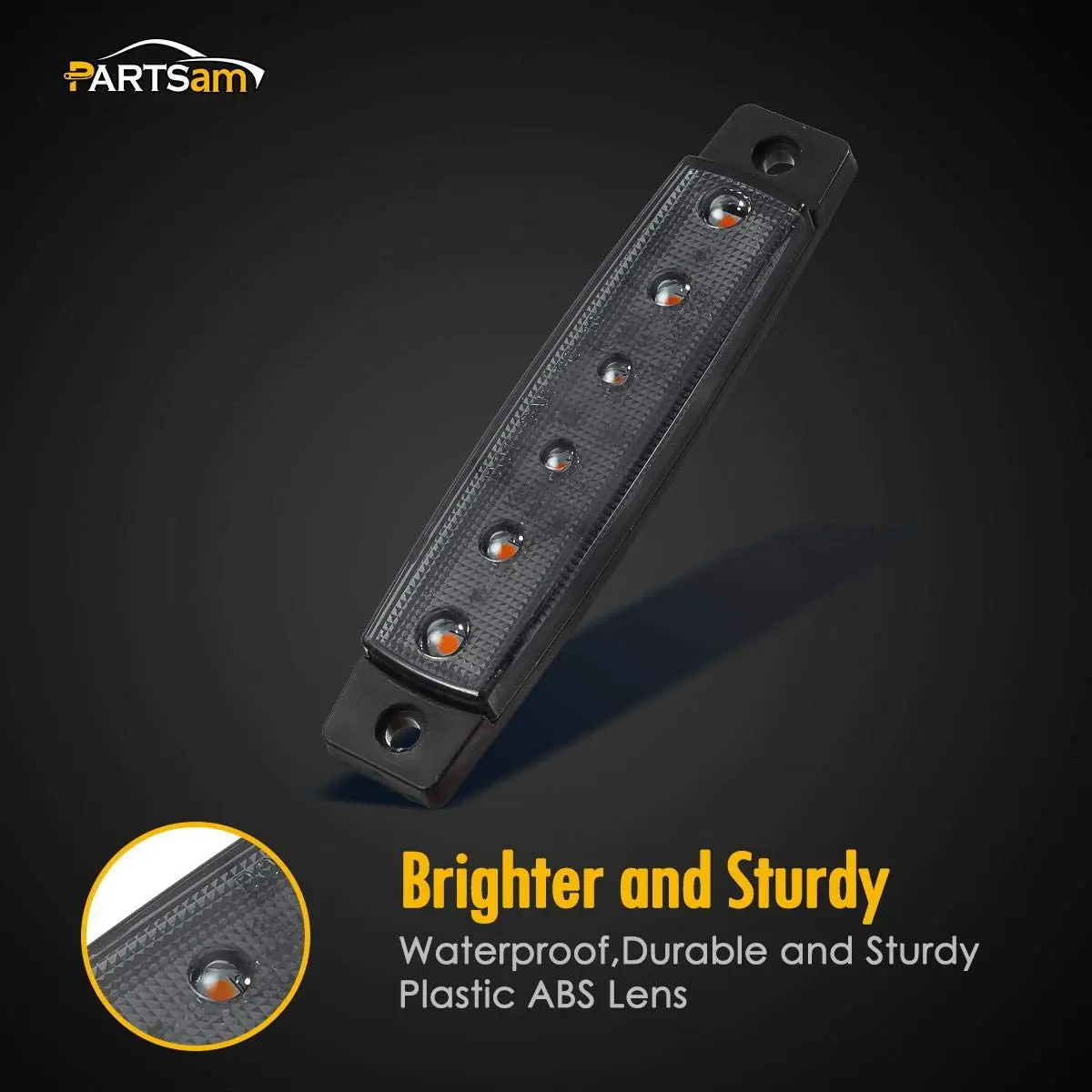 Partsam 10Pcs 3.8" Amber 6LED Side Marker Clearance Lights Waterproof | 12V Trailer & Truck Indicator - view 7