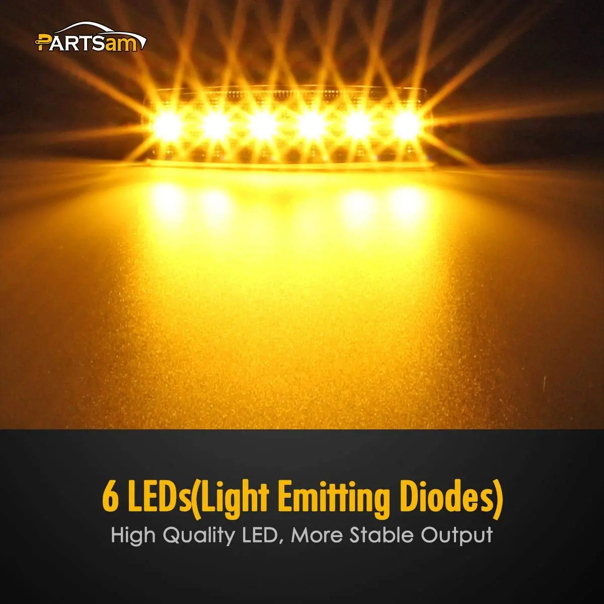 Partsam 10Pcs 3.8" Amber 6LED Side Marker Clearance Lights Waterproof | 12V Trailer & Truck Indicator - view 3
