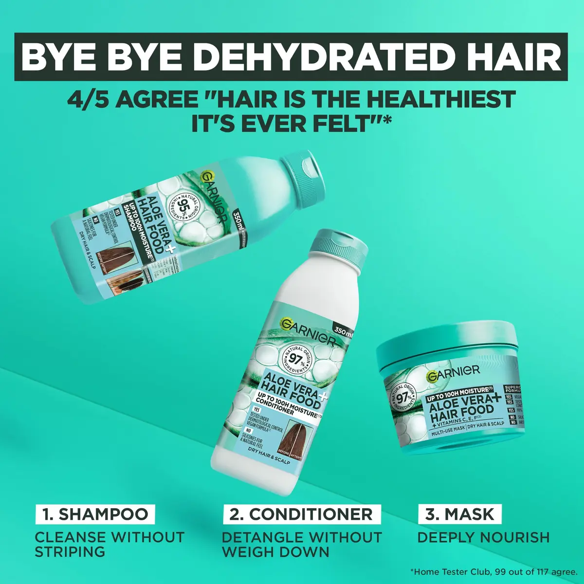 Garnier Aloe Vera+ Hair Food - 100h Moisture Mask 400ml | Deep Hydration for Dry Hair & Scalp - view 5