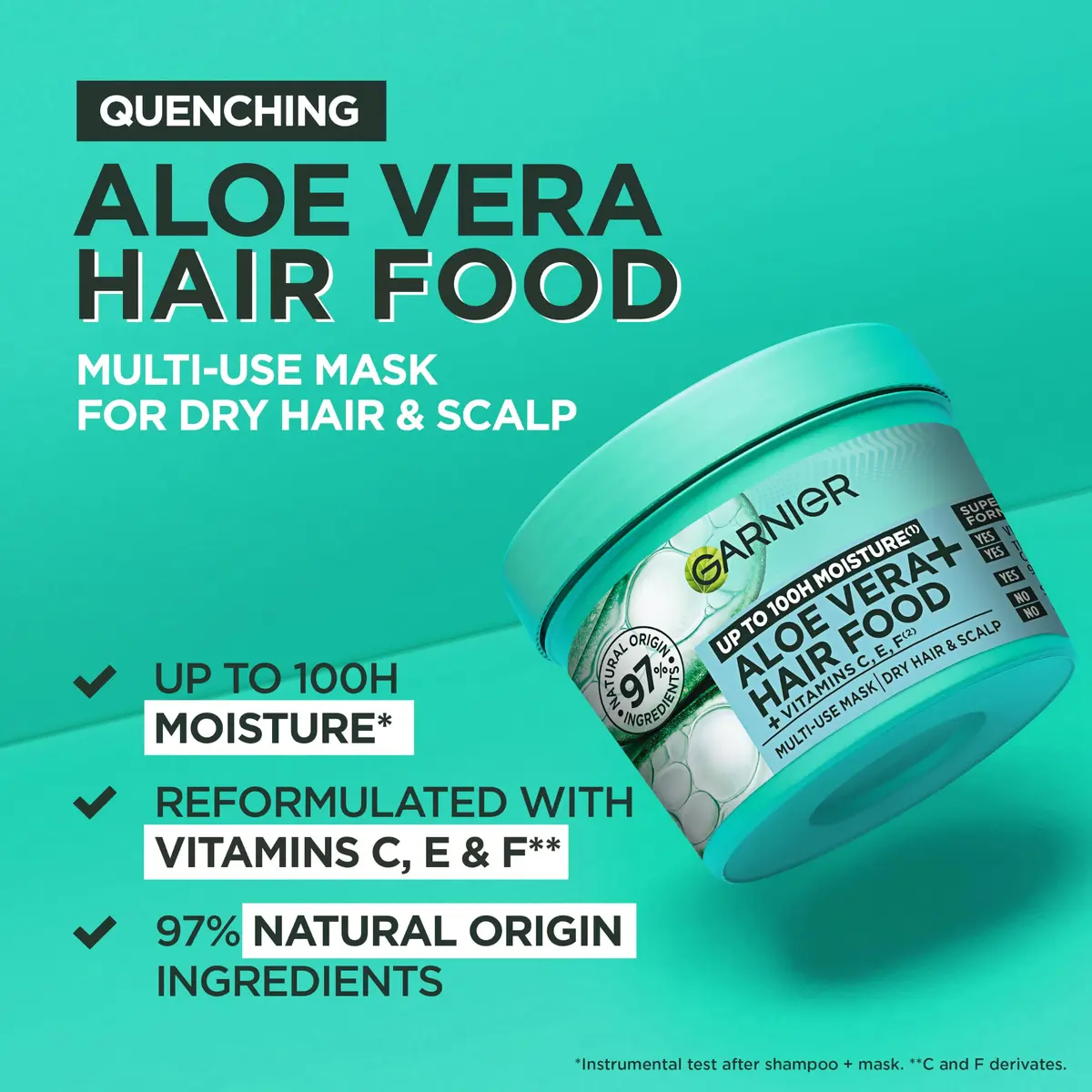 Garnier Aloe Vera+ Hair Food - 100h Moisture Mask 400ml | Deep Hydration for Dry Hair & Scalp - view 4