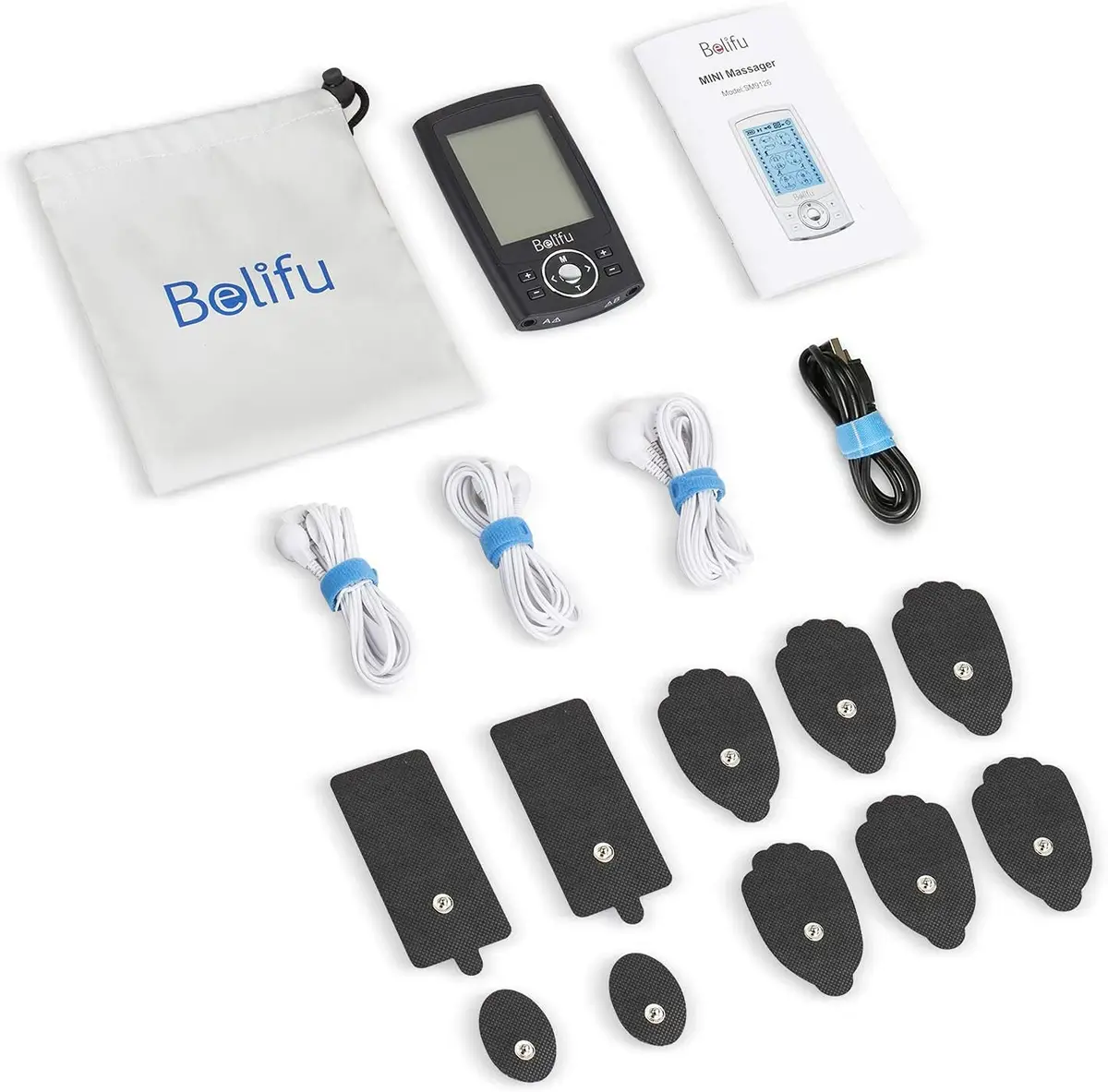Belifu Dual Channel TENS EMS Unit 24 Modes Muscle Stimulator for Pain Relief Therapy with 10 Pads - view 8