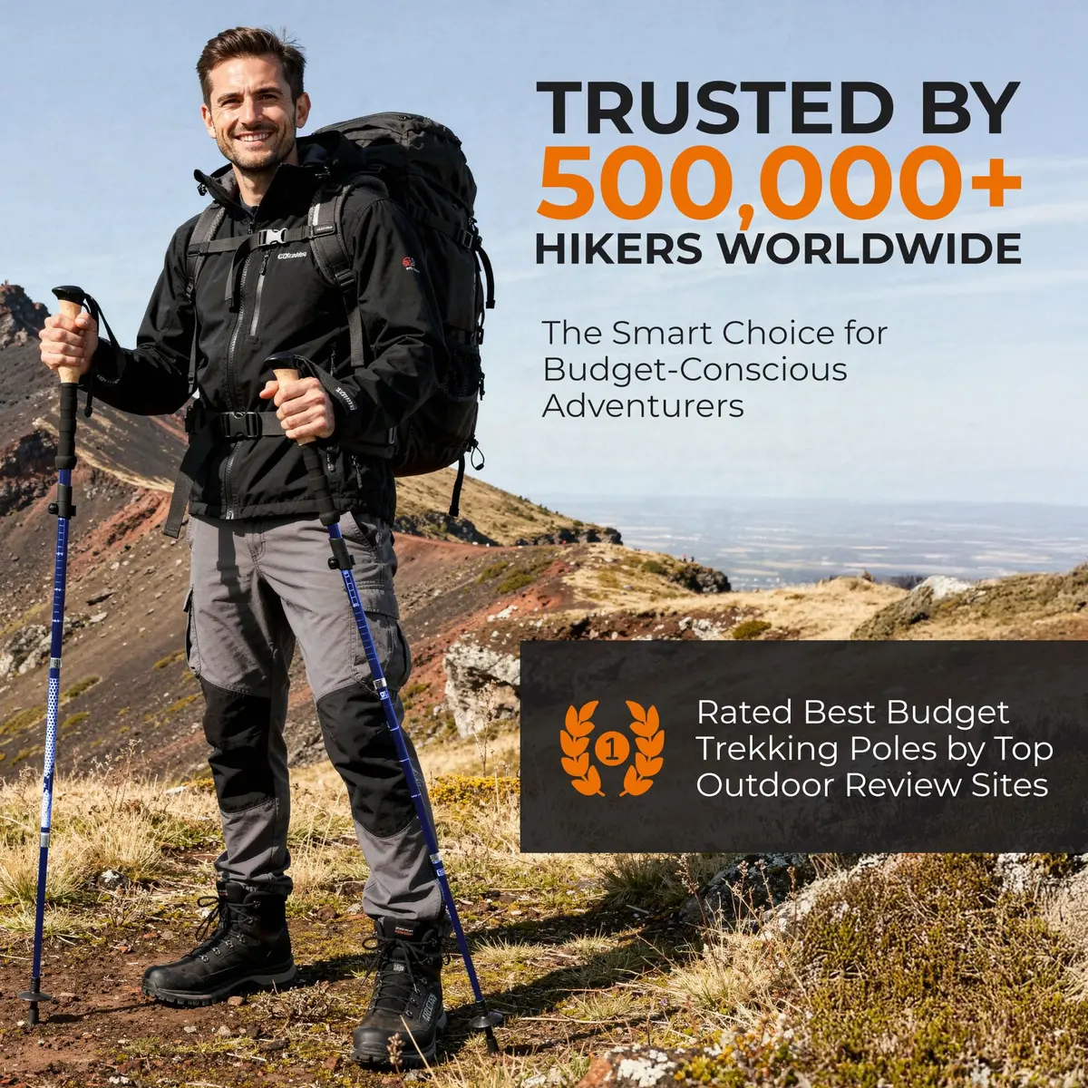 TREKOLOGY Trek-Z Hiking Trekking Poles, 2pc | Adjustable, Lightweight Aluminum, Collapsible for Men & Women - view 7