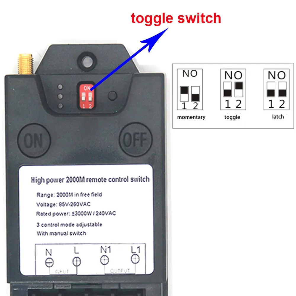 Jiangbao Wireless Remote Control Switch AC 110V 220V Relay Switch Transmitter with 2360m Range | High Power 3000W Industrial Remote Control - view 2