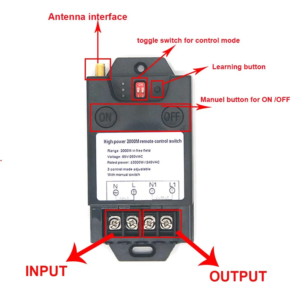 Jiangbao Wireless Remote Control Switch AC 110V 220V Relay Switch Transmitter with 2360m Range | High Power 3000W Industrial Remote Control - view 3