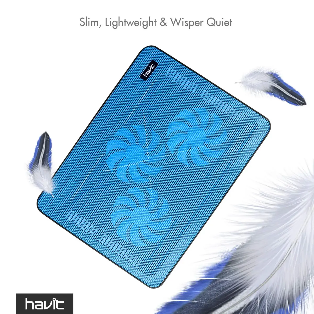 havit HV-F2056 Laptop Cooling Pad for 15.6-17 Inch Laptops, Blue | 3 Quiet USB-Powered Fans, 2 Height Settings - view 4