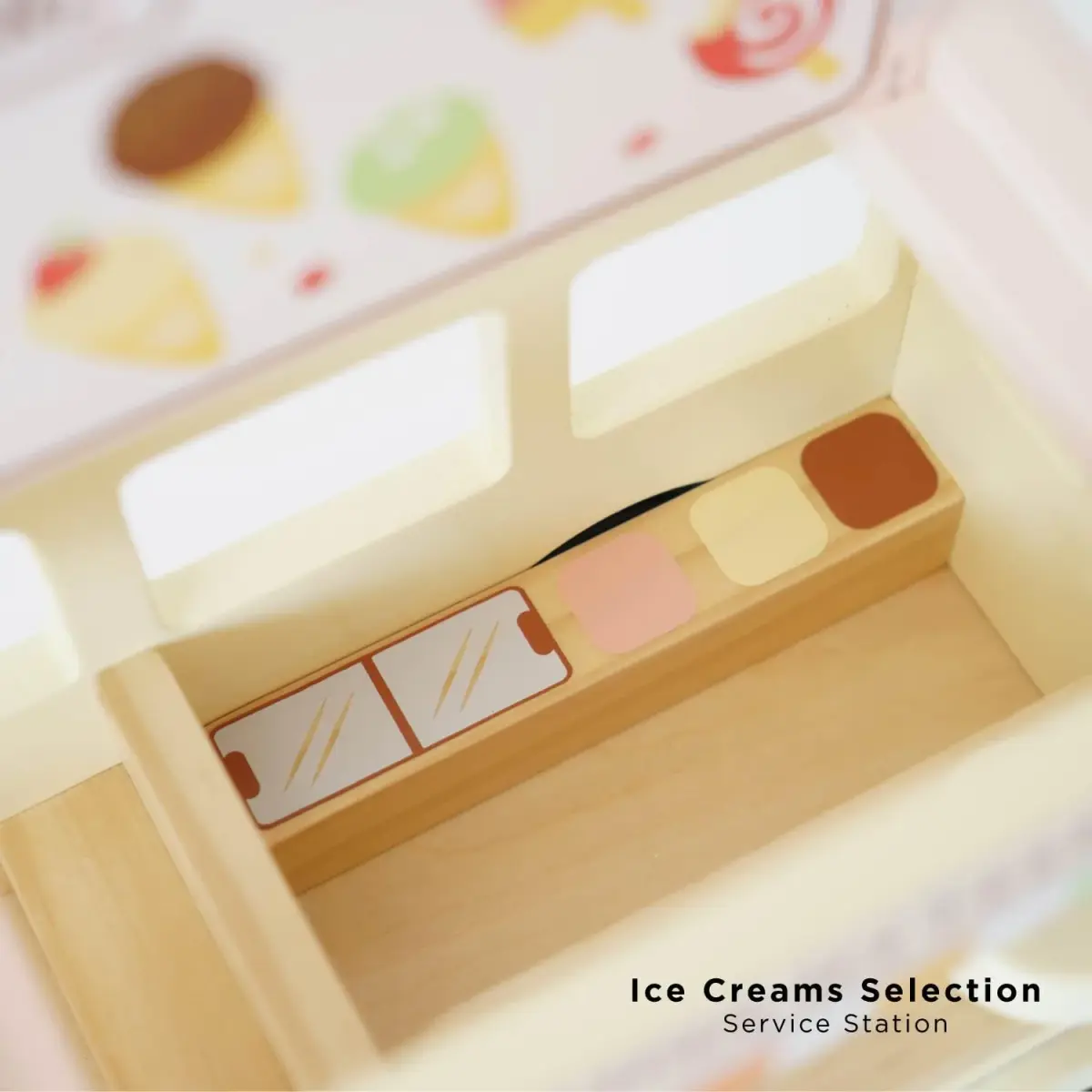 Le Toy Van Dolly Ice Cream Van Play Set for Doll Houses | Traditional Pink Wood, Ages 3+ - view 6