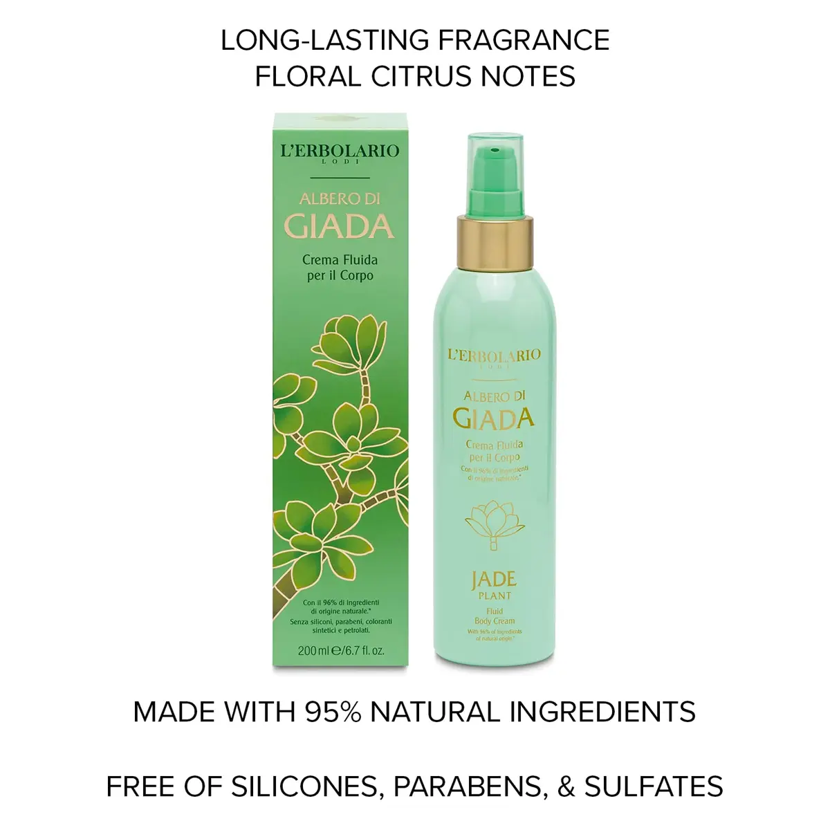 L'Erbolario Jade Plant Fluid Body Cream 6.7 oz | Nourishing, Sensitive Skin Friendly - view 2