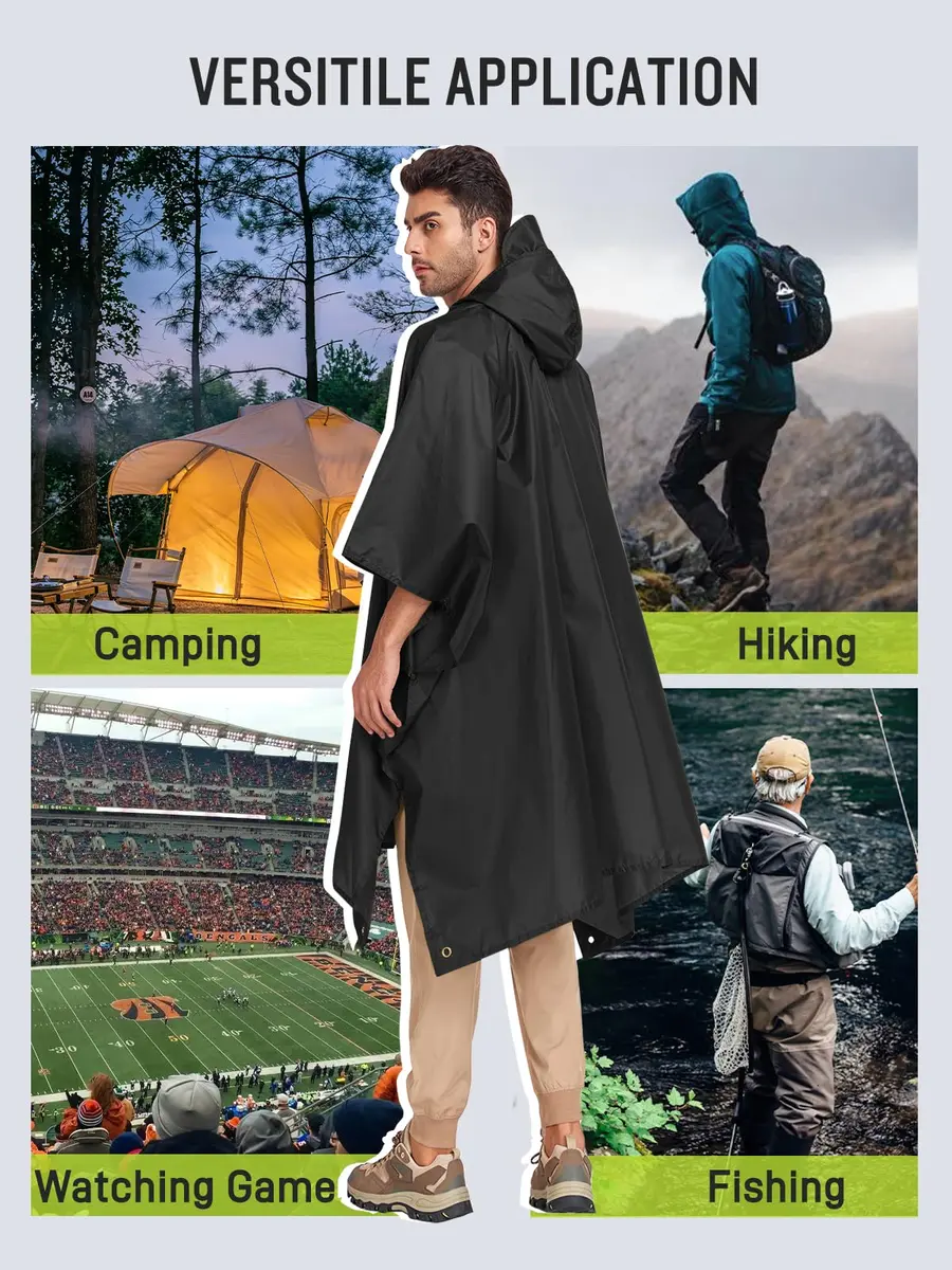 SaphiRose Double Layer Rain Poncho, Waterproof Thick Hooded Raincoat 3-in-1 | All-Weather Emergency Gear - view 6
